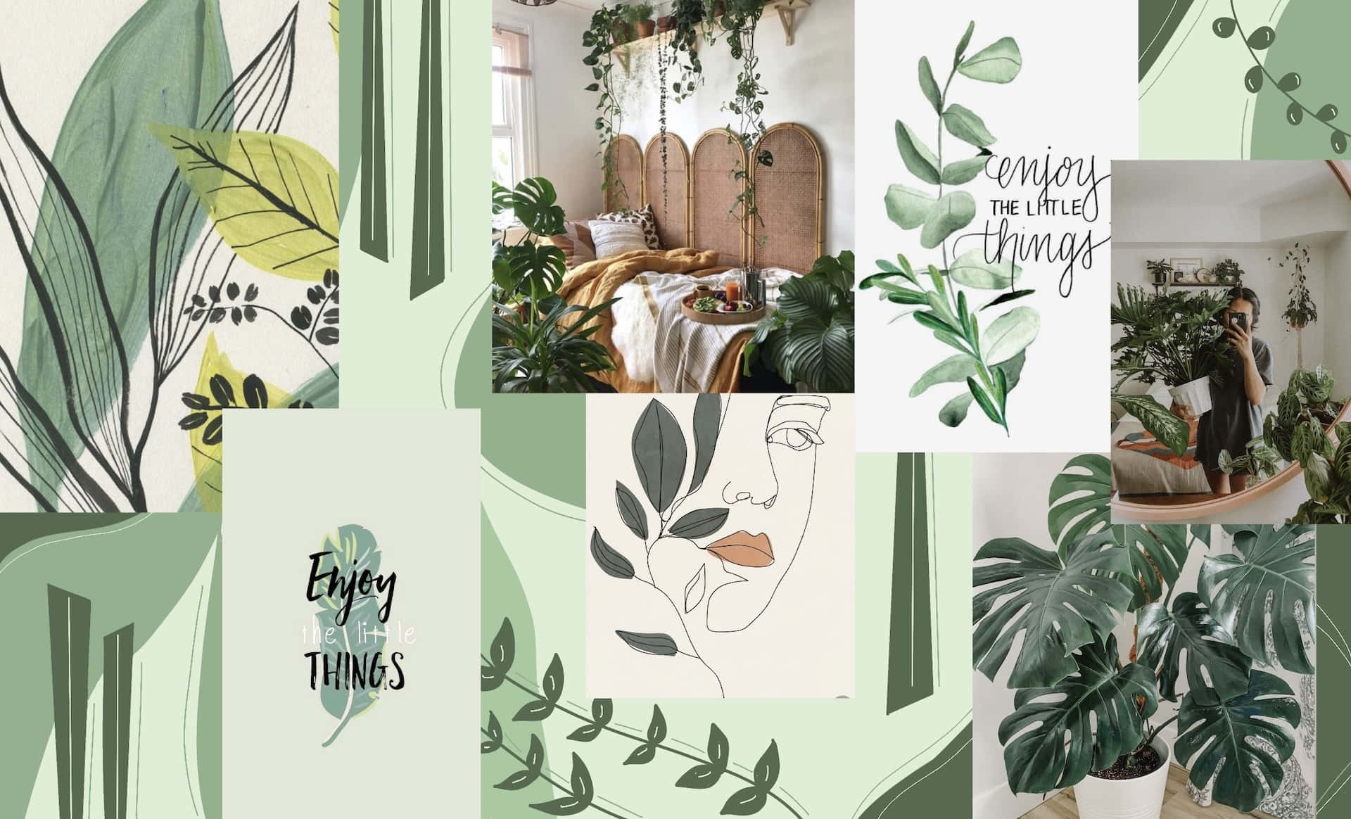 Green Aesthetic Collage Wallpaper Wallpaper