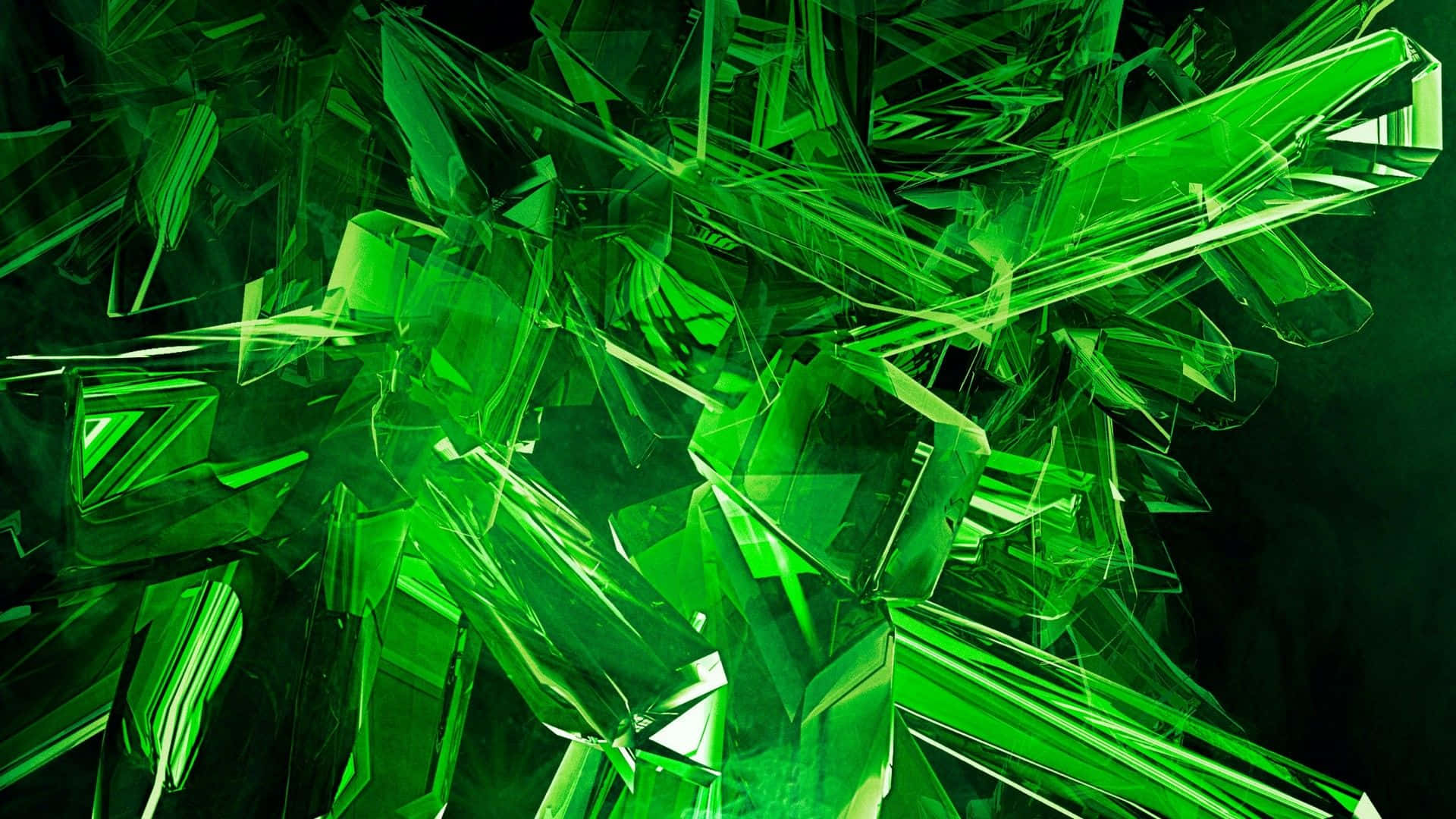 Green Crystals On A Black Background Wallpaper