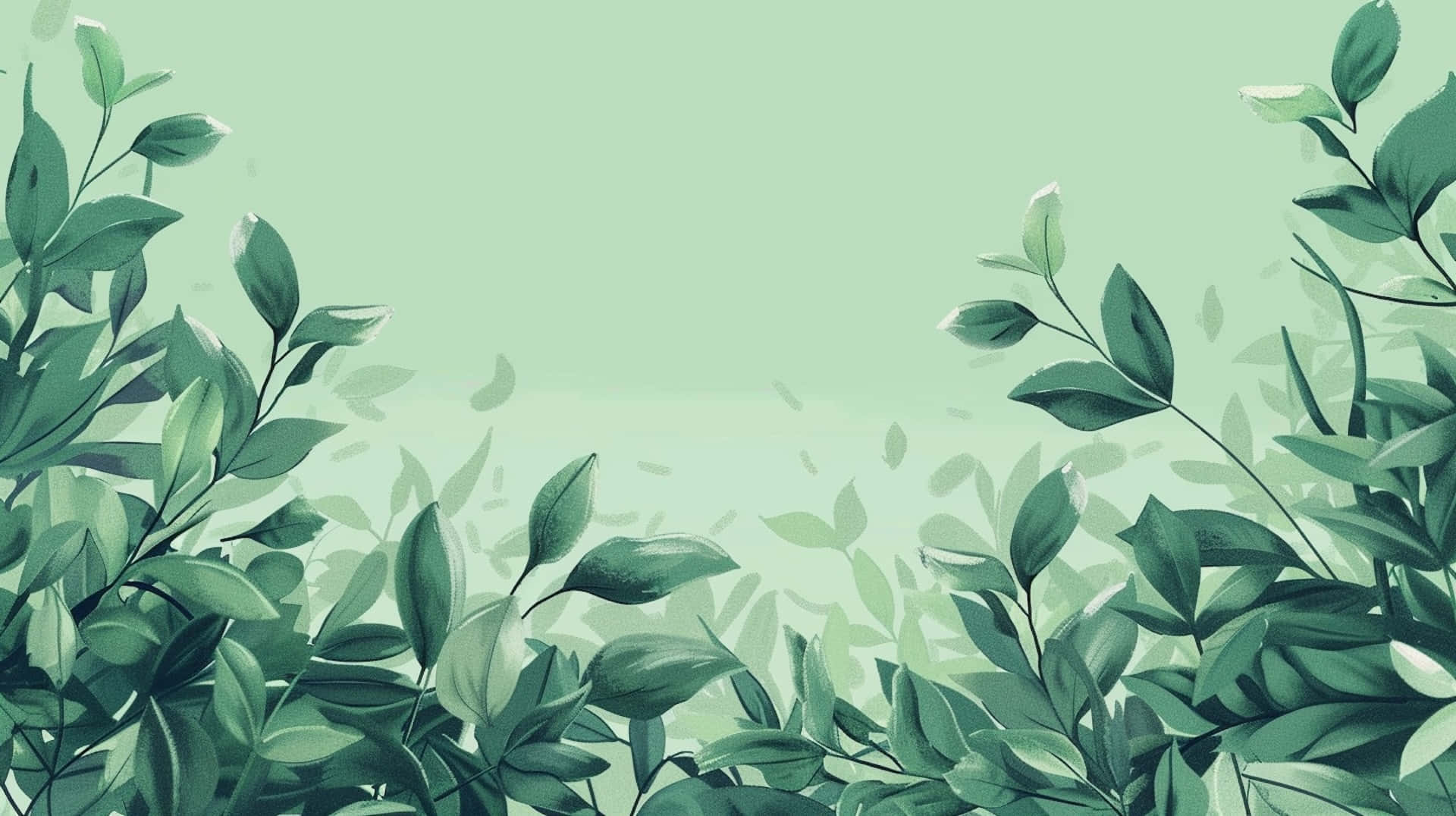 Green Aesthetic Leaves Background Wallpaper