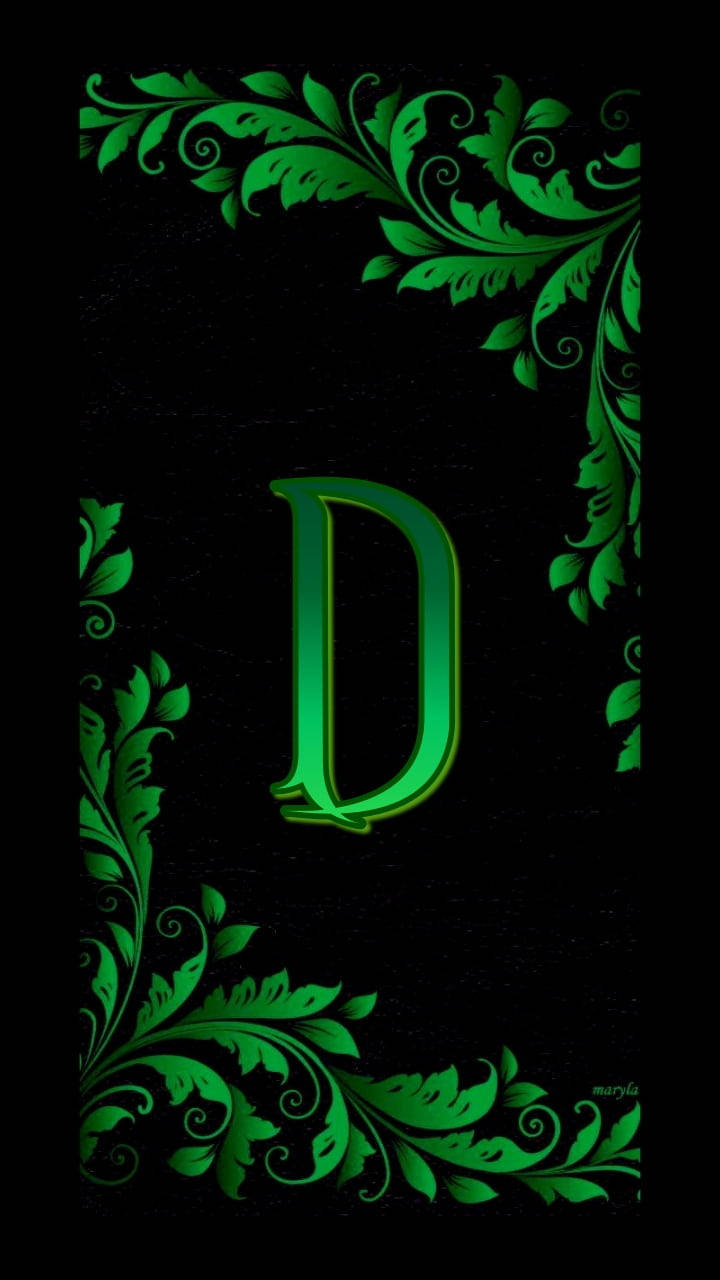 Green Aesthetic Letter D Phone Background