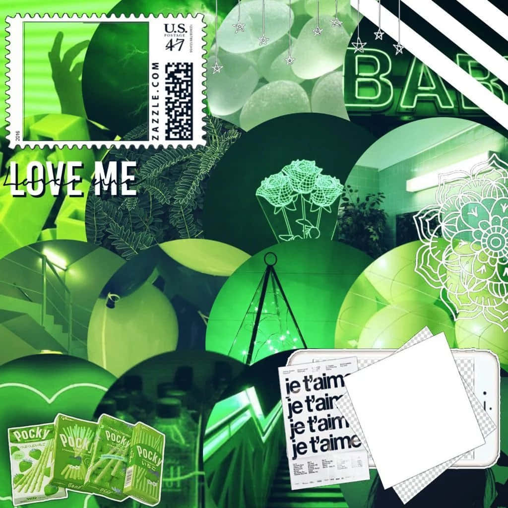 Fotorotonda Di Collage Estetico Verde.
