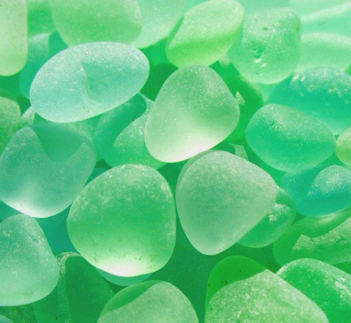 Green Aesthetic Tumblr Glass Pebbles Wallpaper