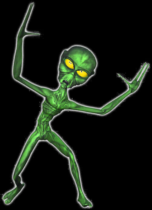 Green Alien Gesture Illustration PNG