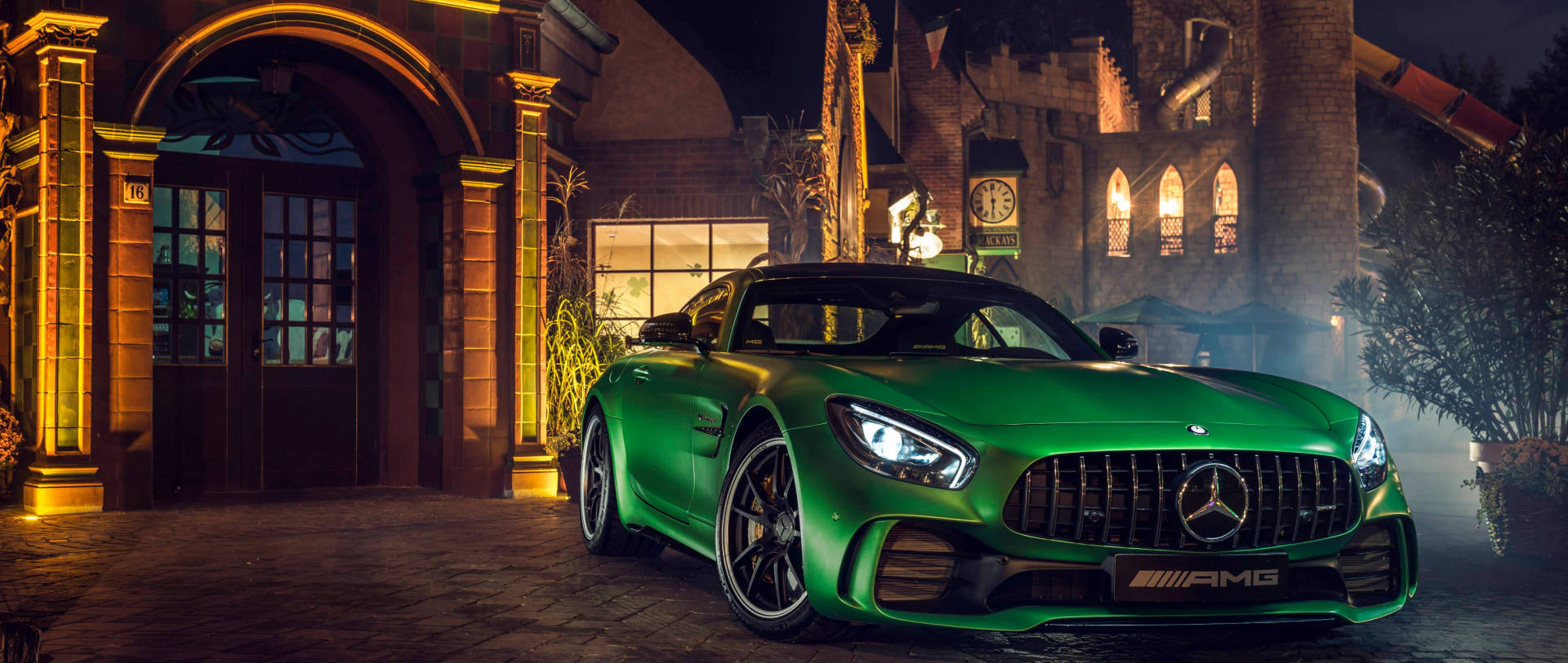 Green AMG Parked Outside The Door Wallpaper