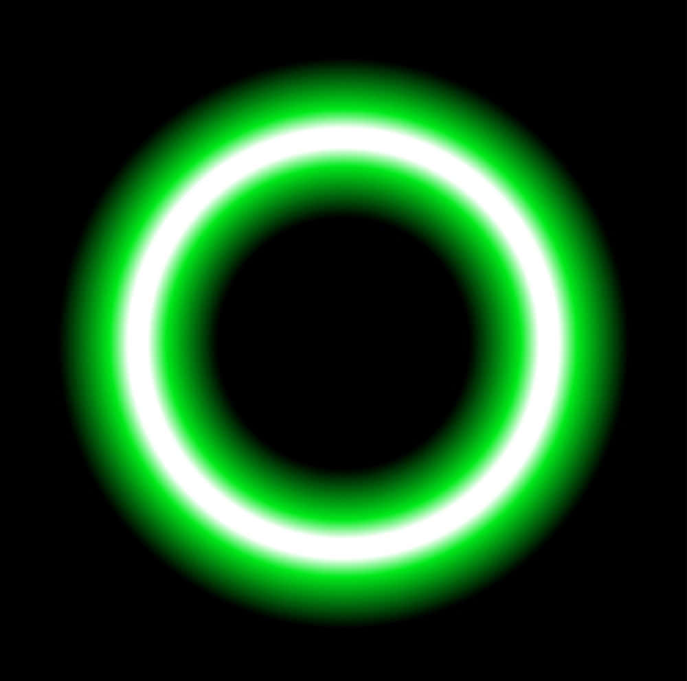 Glowing Neon Circle Green And Black Background