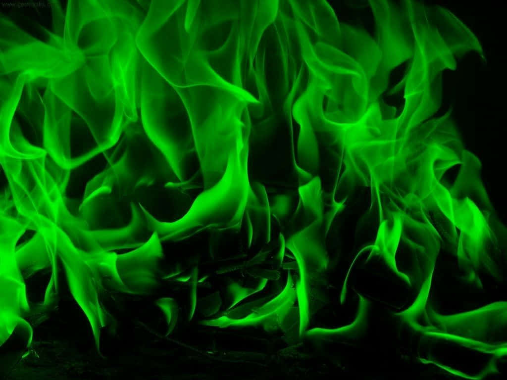 Strong Fire Green And Black Background