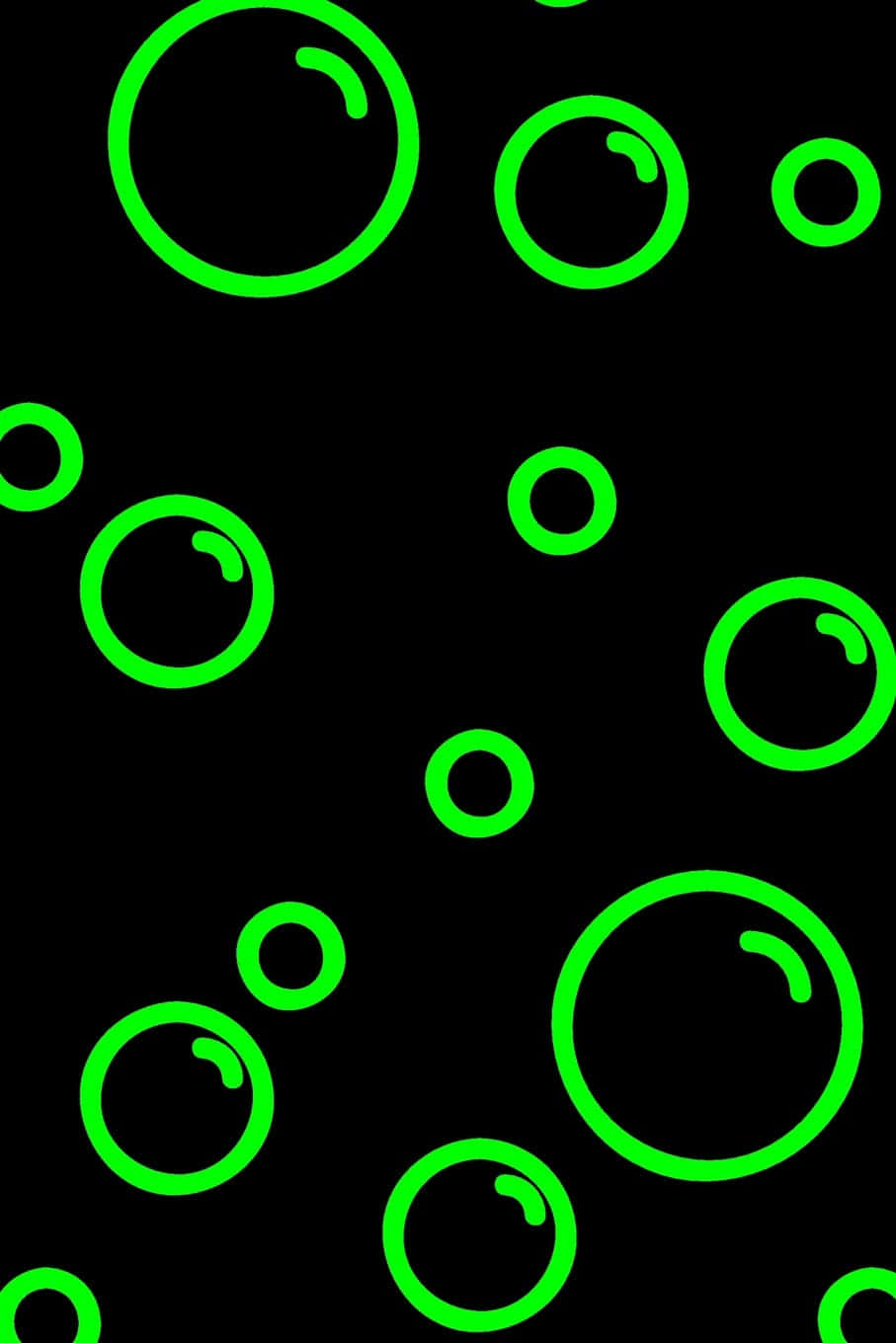 Neon Bubble Green And Black Background