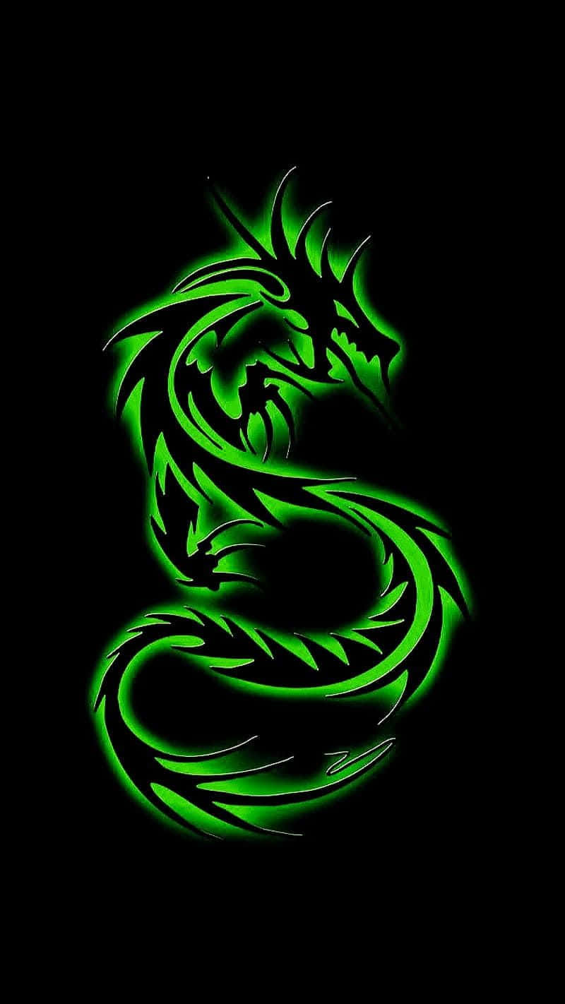 Glowing Dragon Green And Black Background 800 x 1422 Background