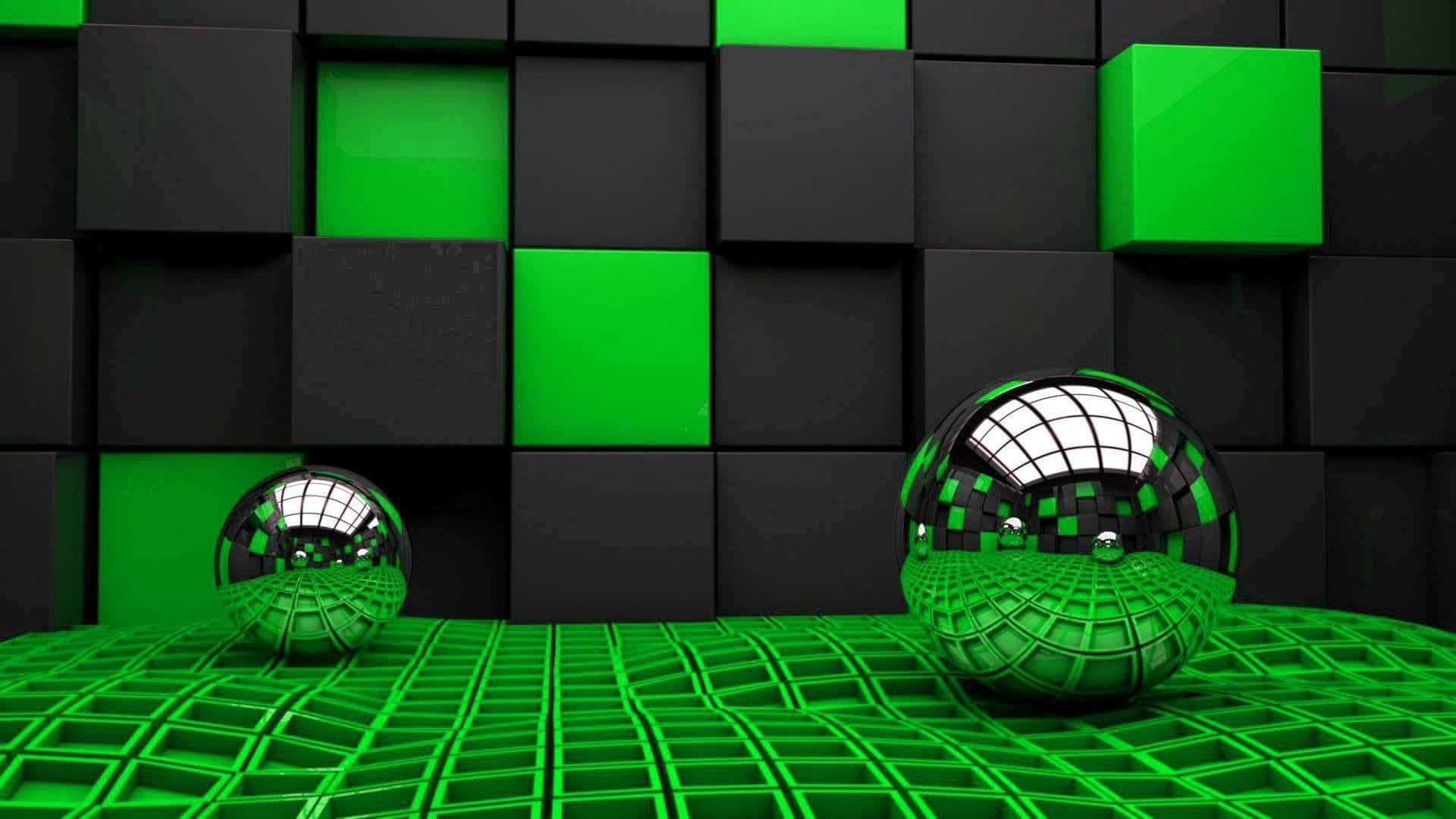 3d Shape Green And Black Background 1920 x 1080 Background