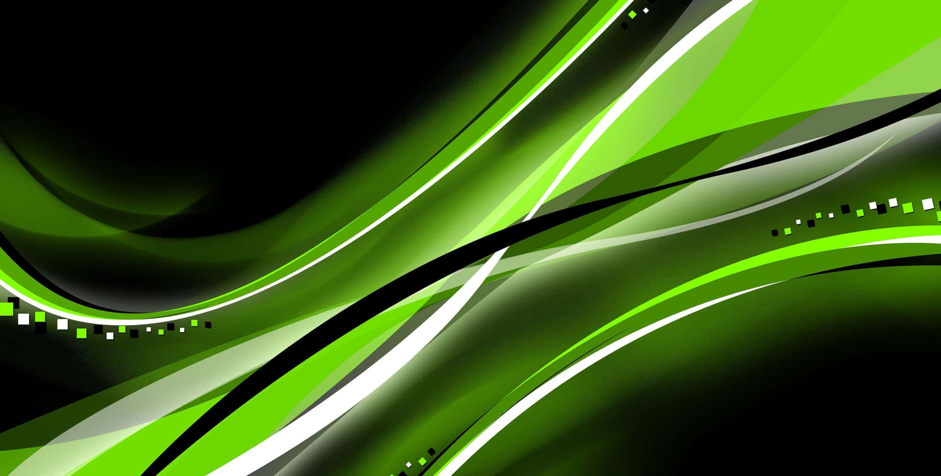 Wave In Green And Black Background