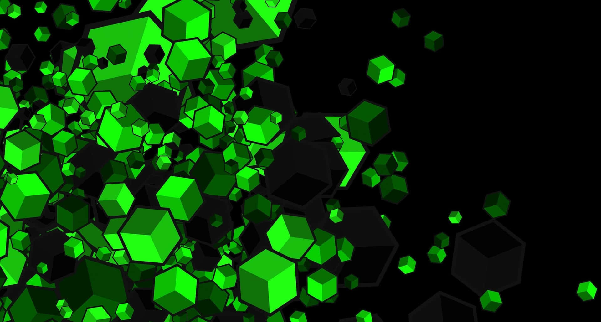 Cube In Green And Black Background