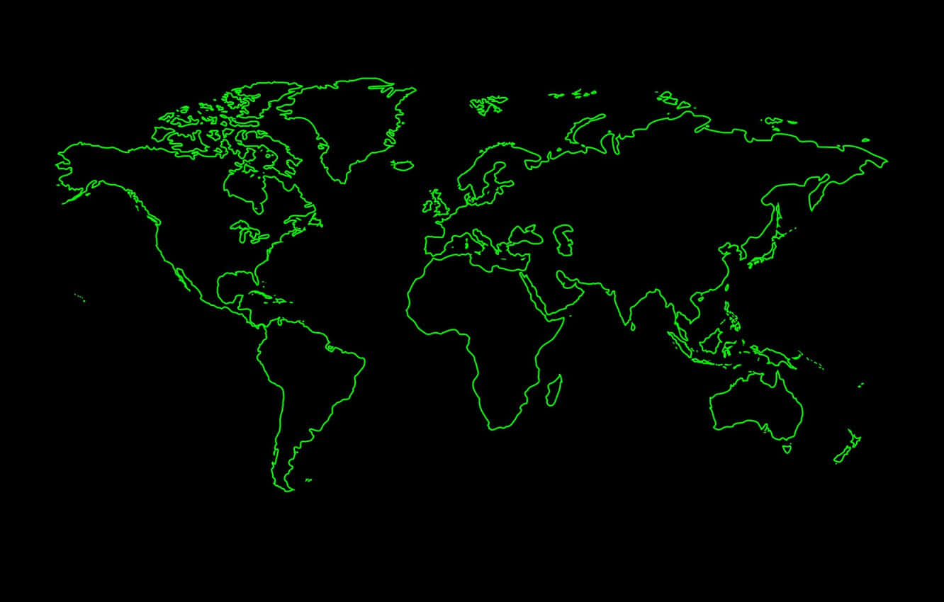 Leuchtendegrüne Karte Mit Schwarzem Hintergrund
