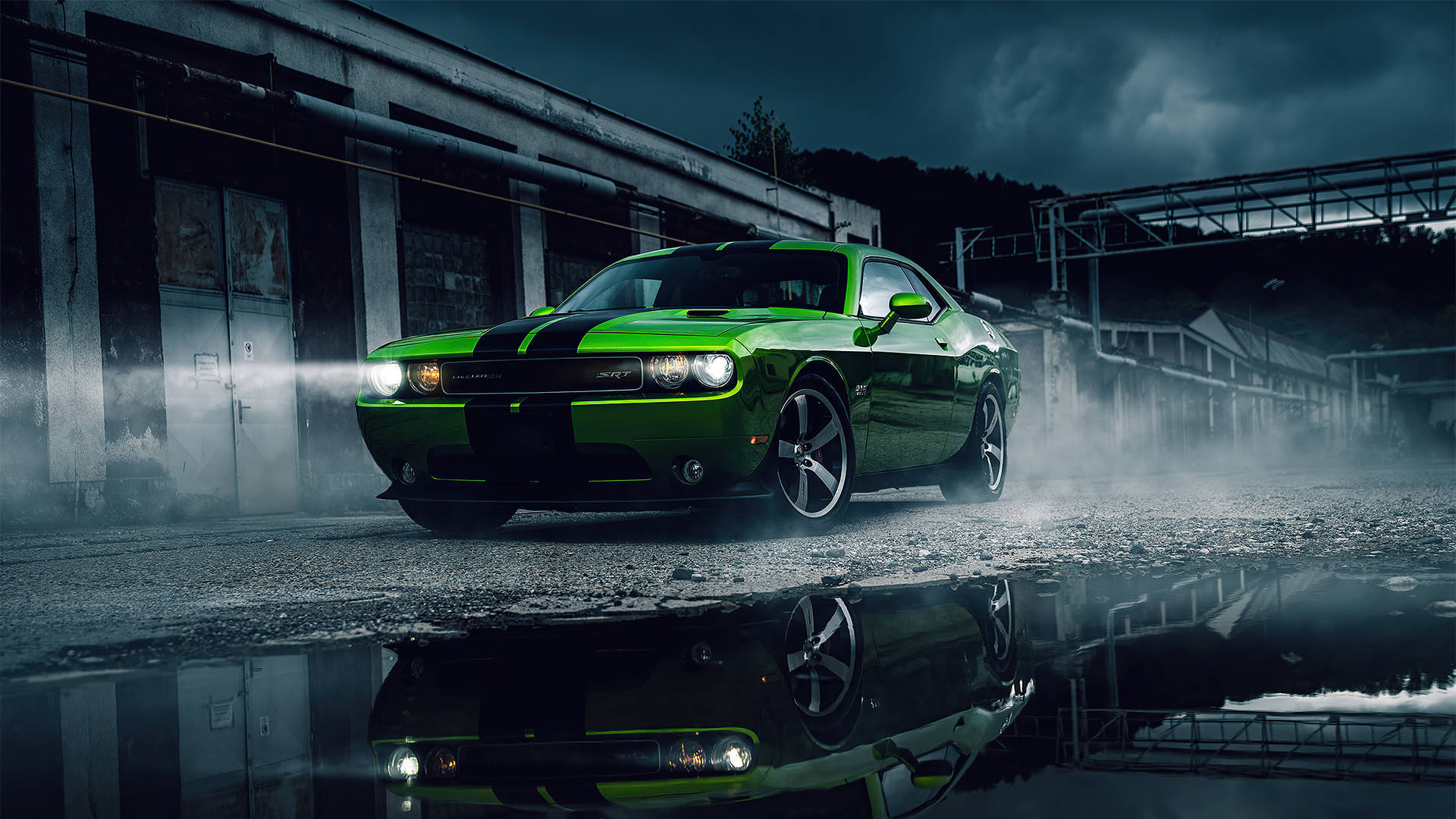 Green And Black Dodge Challenger Demon 4k Background