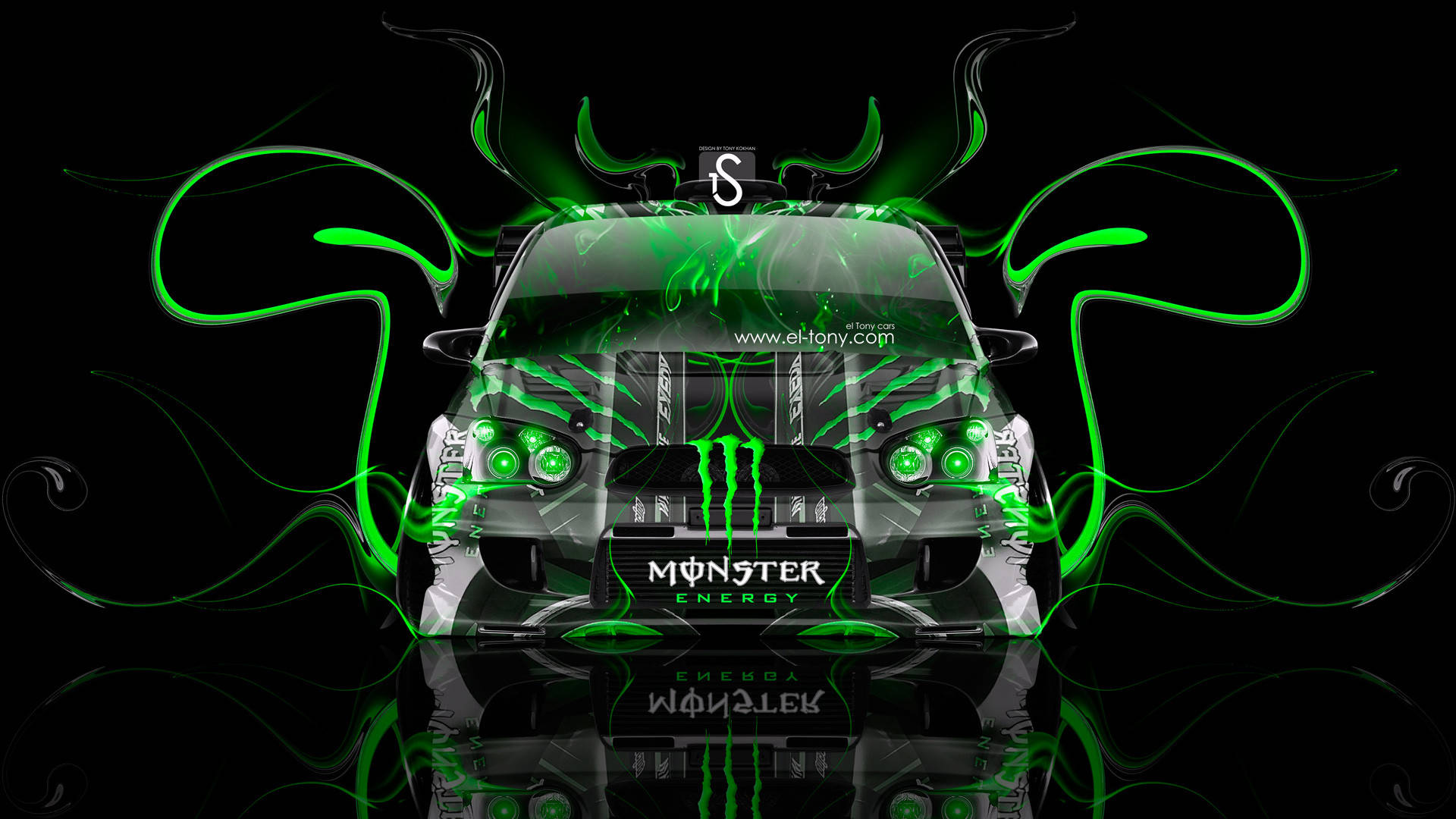 Green And Black Monster Energy Car Wallpaper