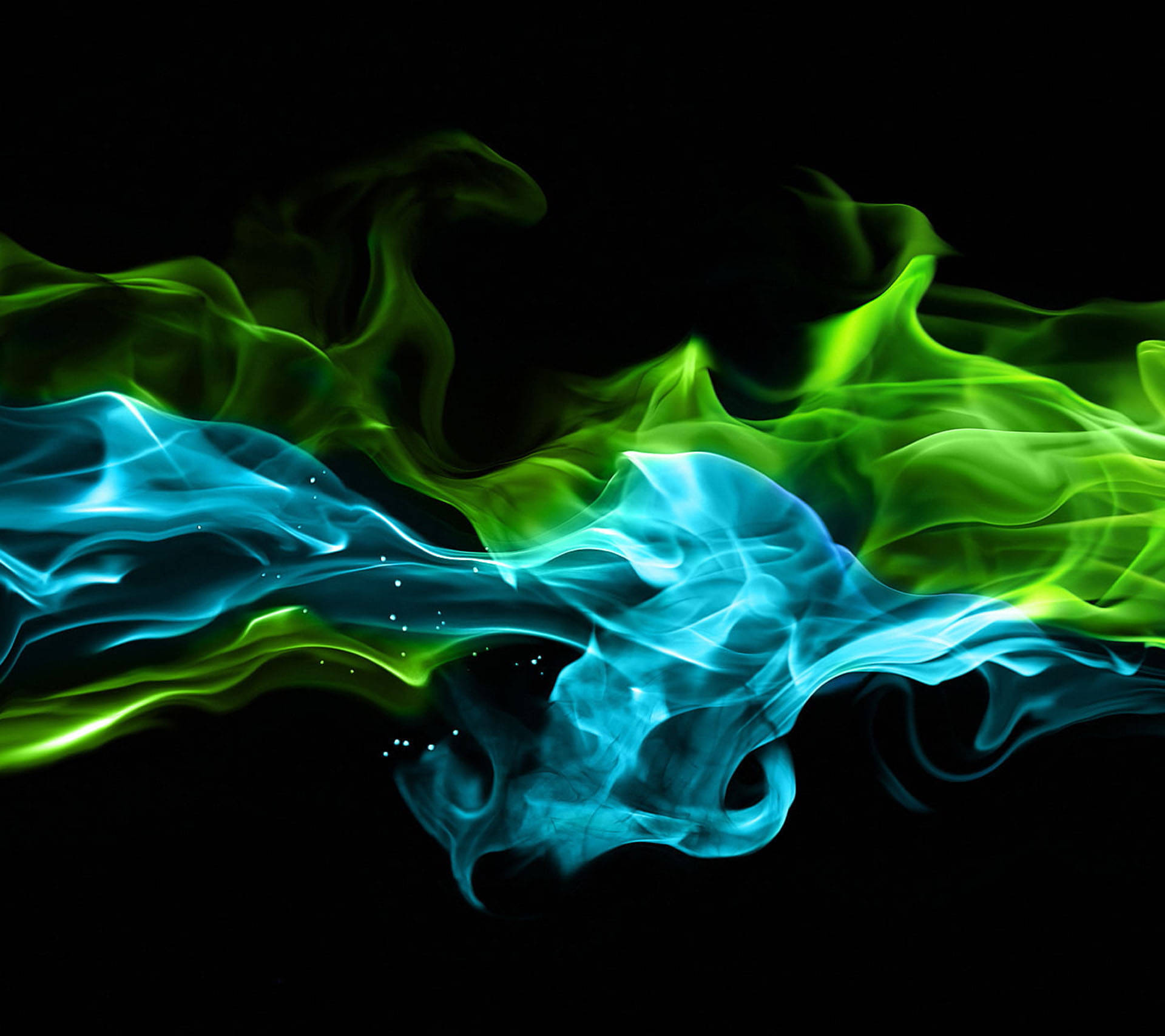 Green And Blue Flames Wallpaper