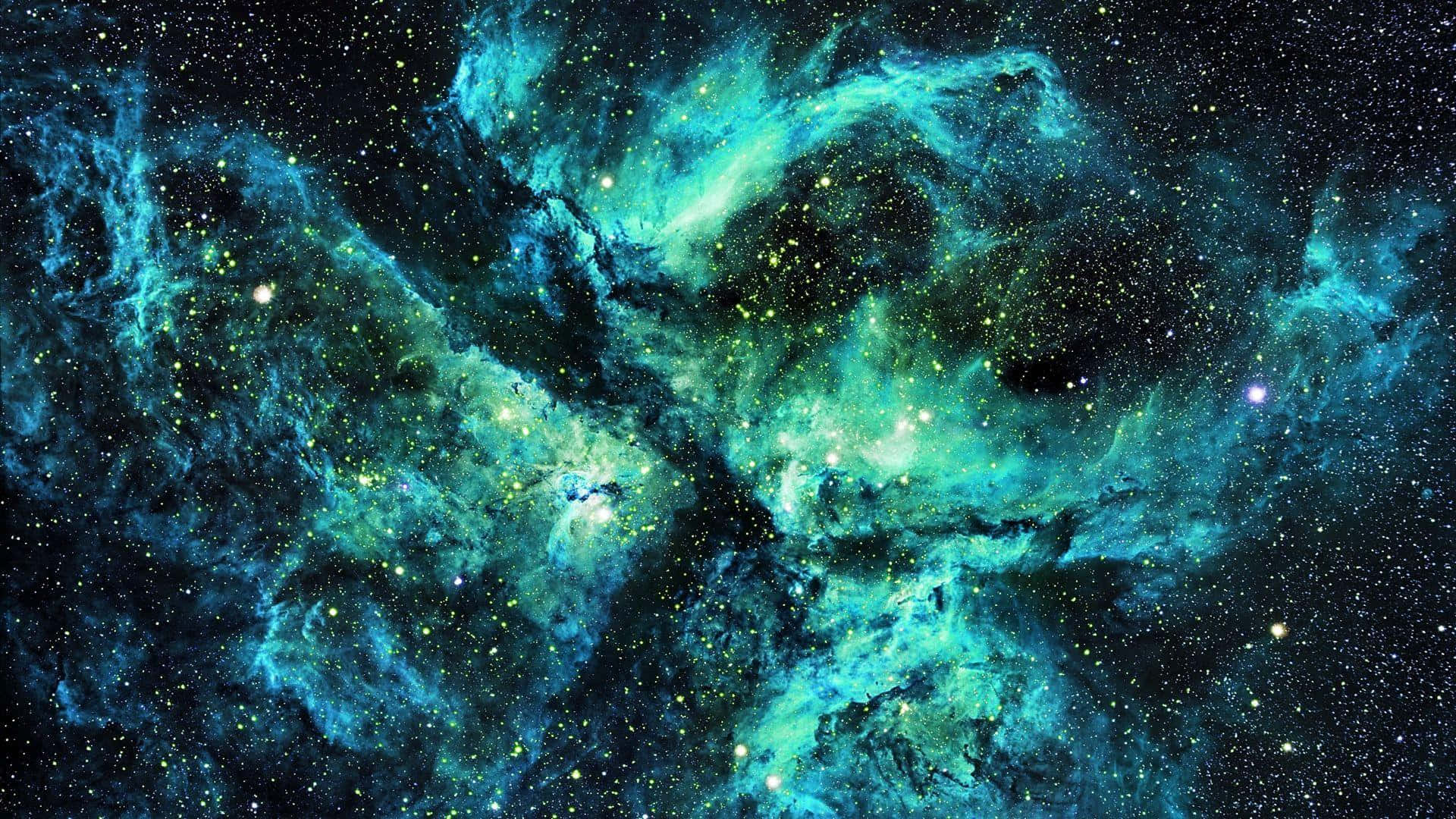 "Explore the wonders of the Green and Blue Galaxy" Wallpaper