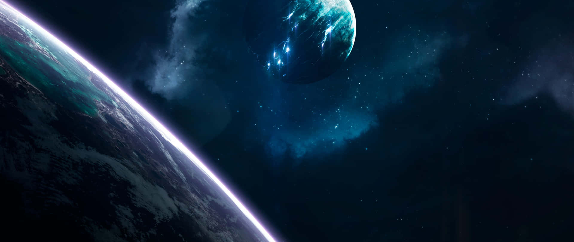 Explorael Cosmos Verde Y Azul Fondo de pantalla