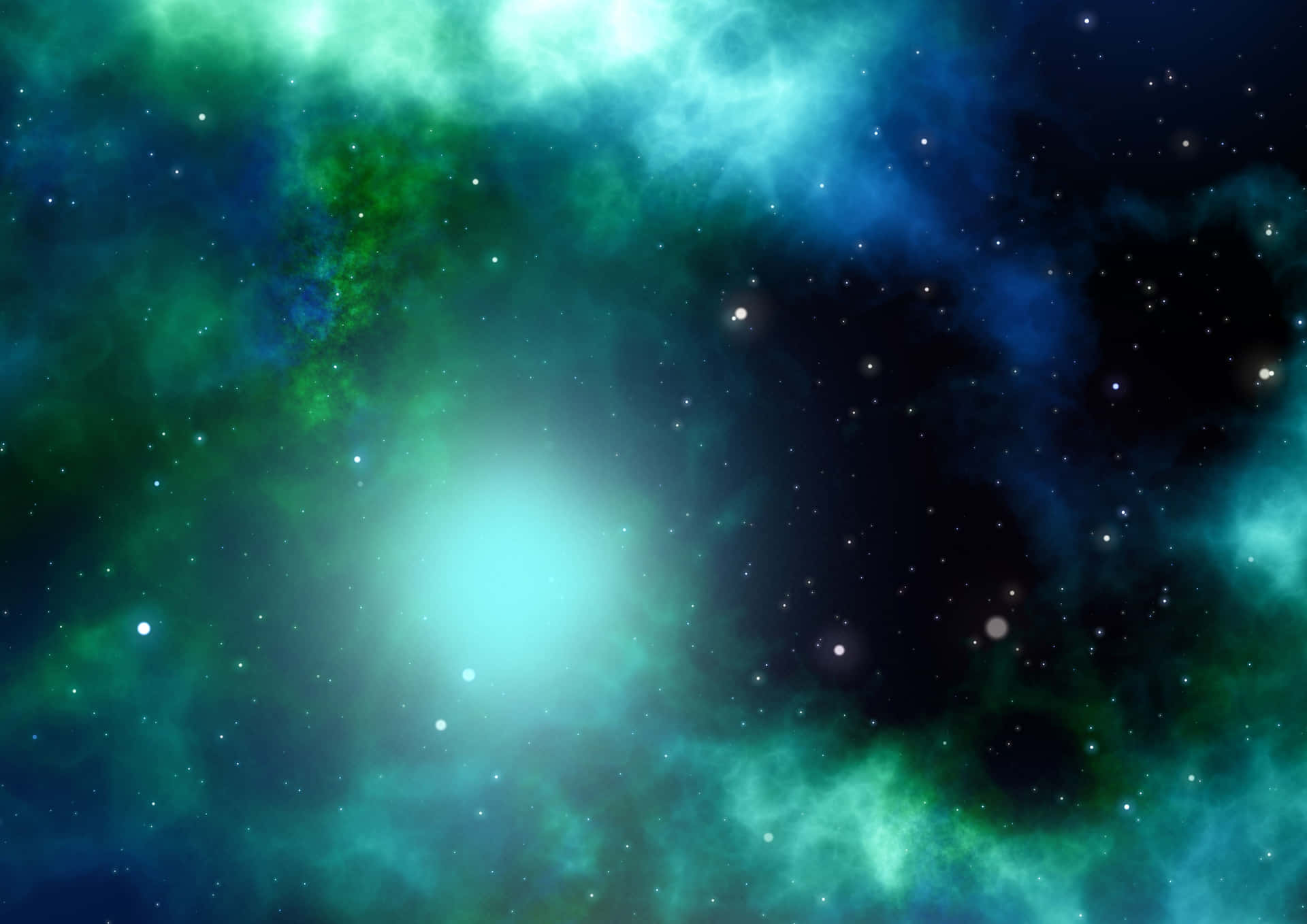 Unavista De La Vibrante Galaxia Verde Y Azul. Fondo de pantalla