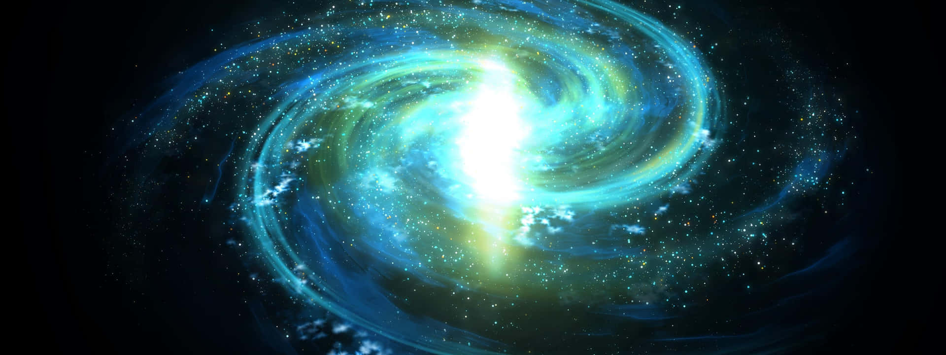 Unainspiración Galáctica Audaz En Verde Y Azul. Fondo de pantalla
