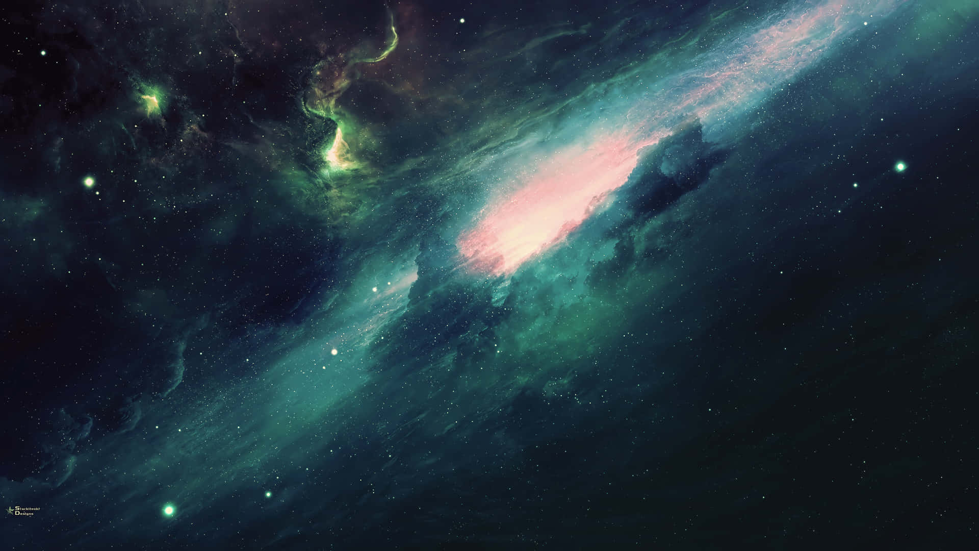 Explore the Infinite Possiblities of the Green and Blue Galaxy Wallpaper
