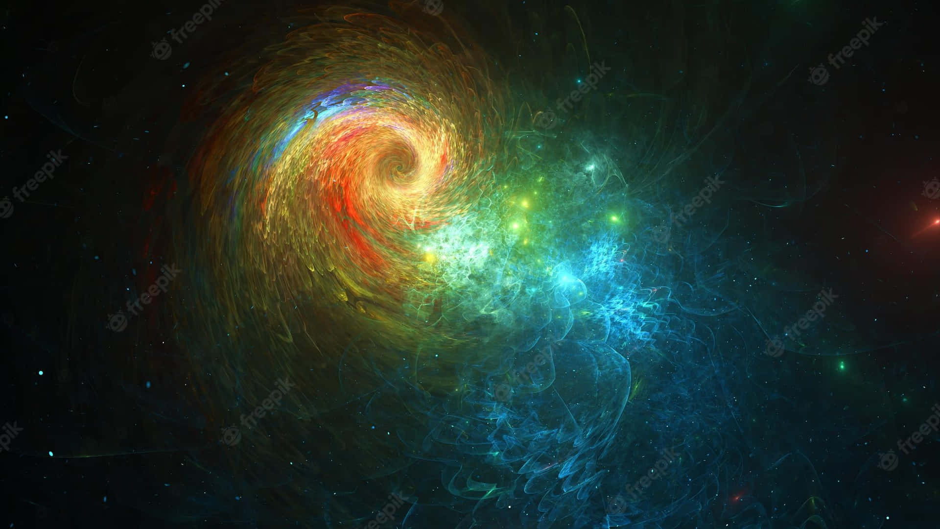 Unaincreíble Imagen Colorida Del Cielo Nocturno, Con Una Galaxia Verde Y Azul. Fondo de pantalla