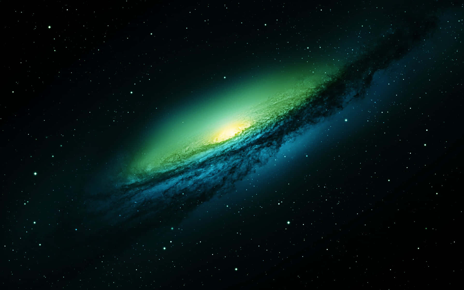 "Experience the wonders of the universe with a Green and Blue Galaxy" Wallpaper