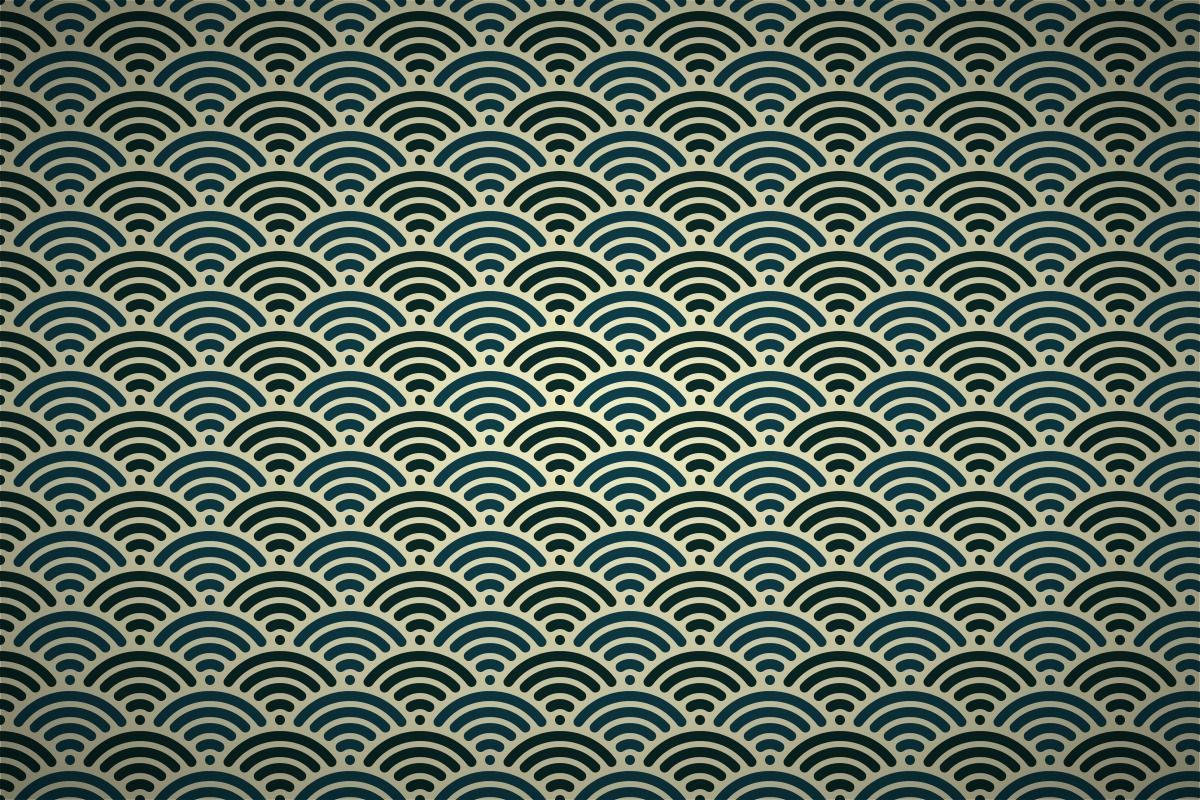 Grüneund Blaue Japanische Wellen. Wallpaper