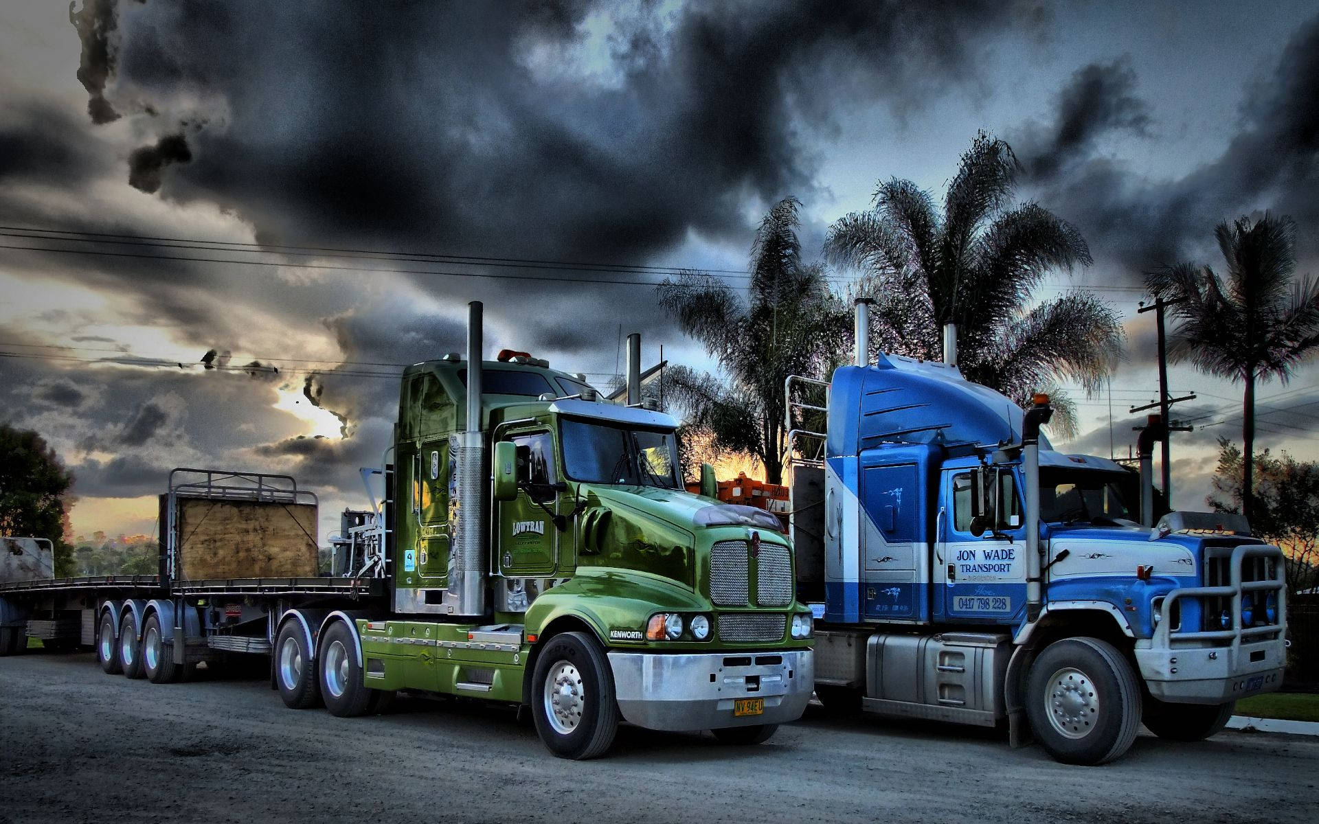 Green And Blue Transporter Cool Truck Wallpaper