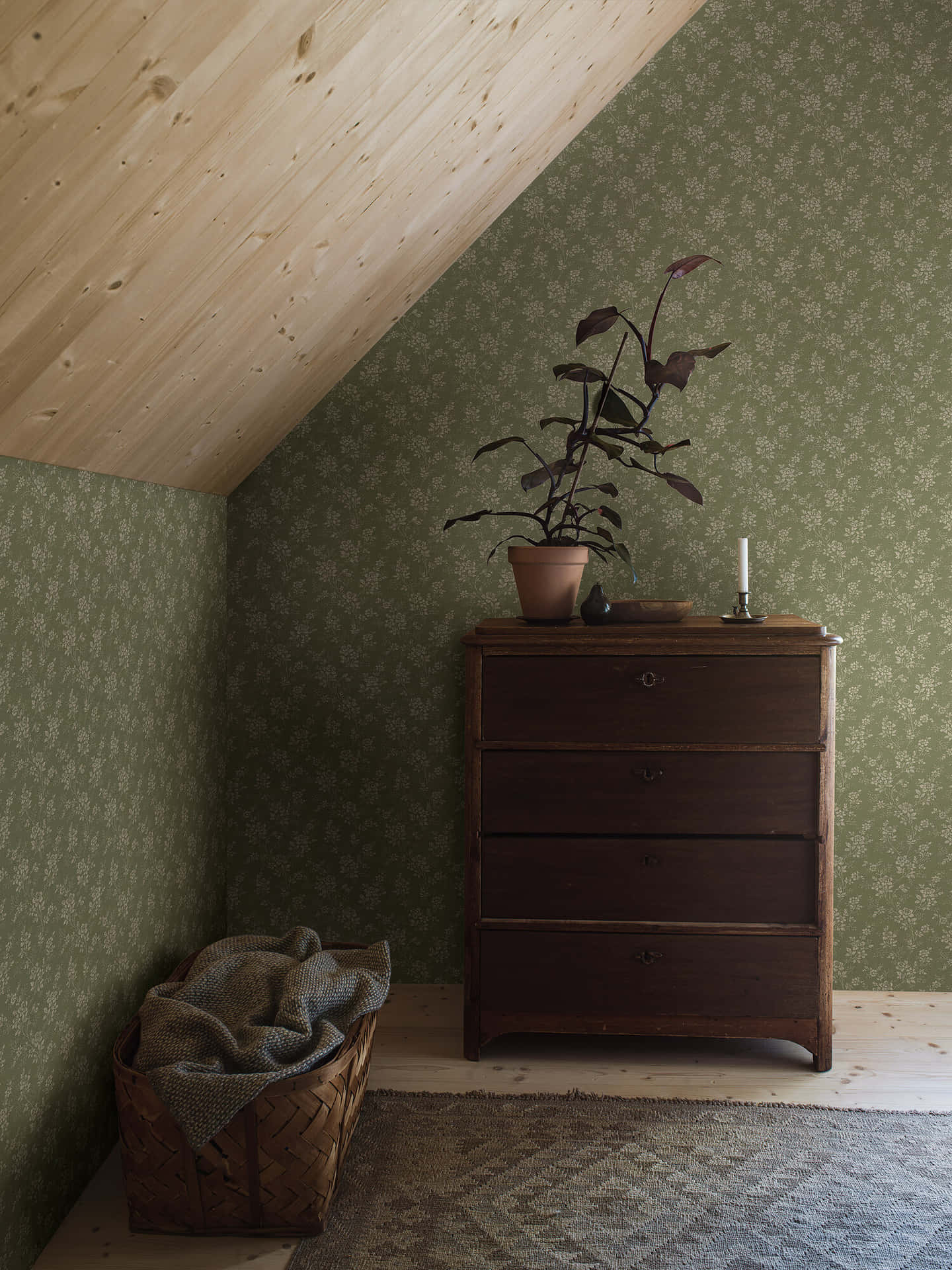 Green And Brown Interior Room Color Scheme Wallpaper