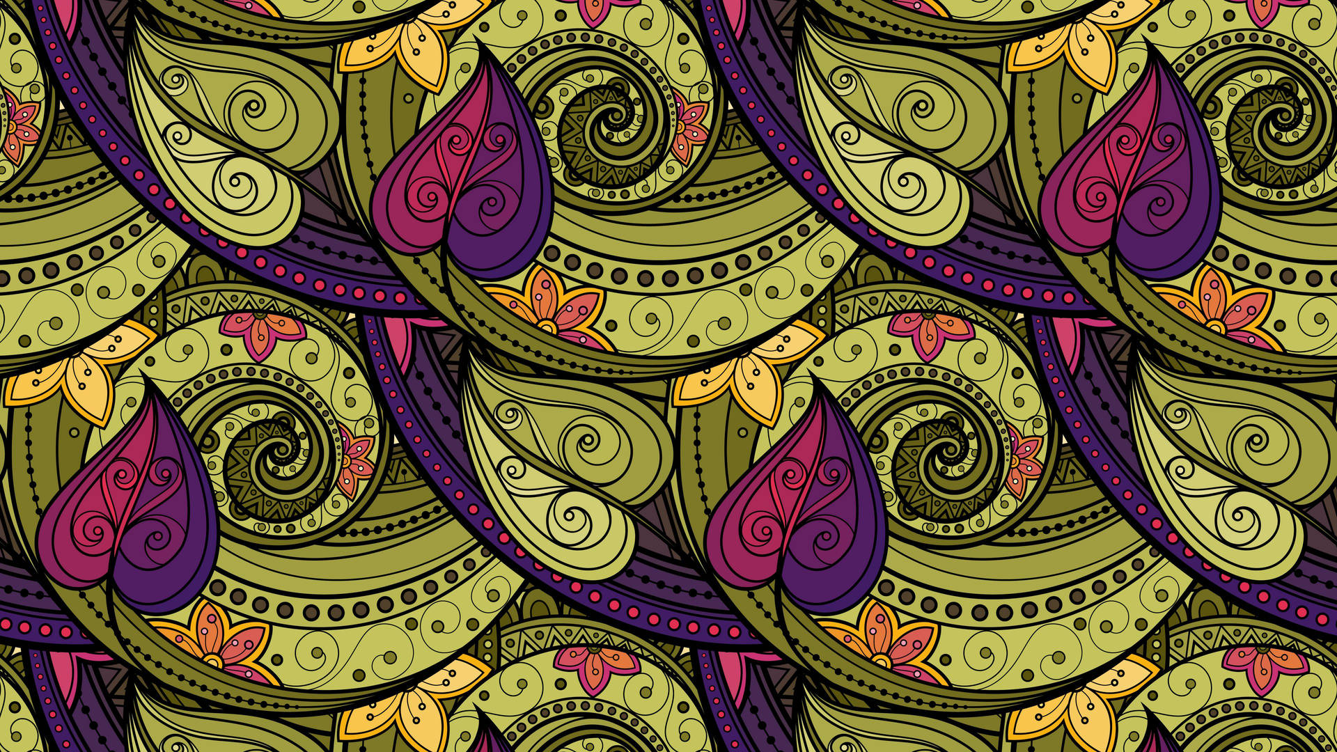 Green And Purple 4k Doodle Wallpaper