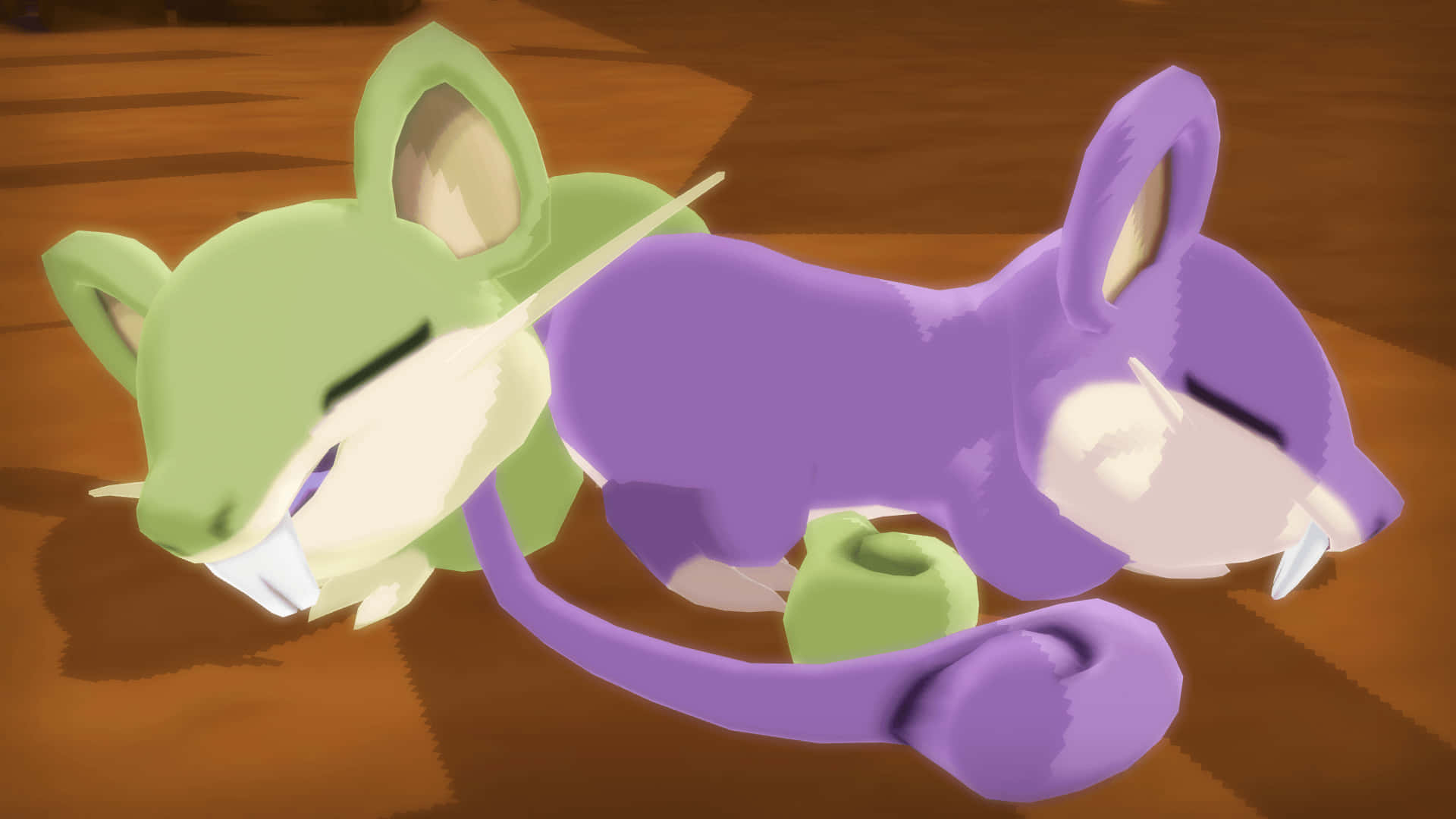 Green And Purple Pokemon Rattata Sleeping Peacefully Wallpaper