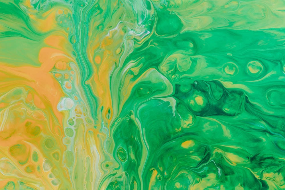 Green and Yellow Abstract Painting Wallpaper