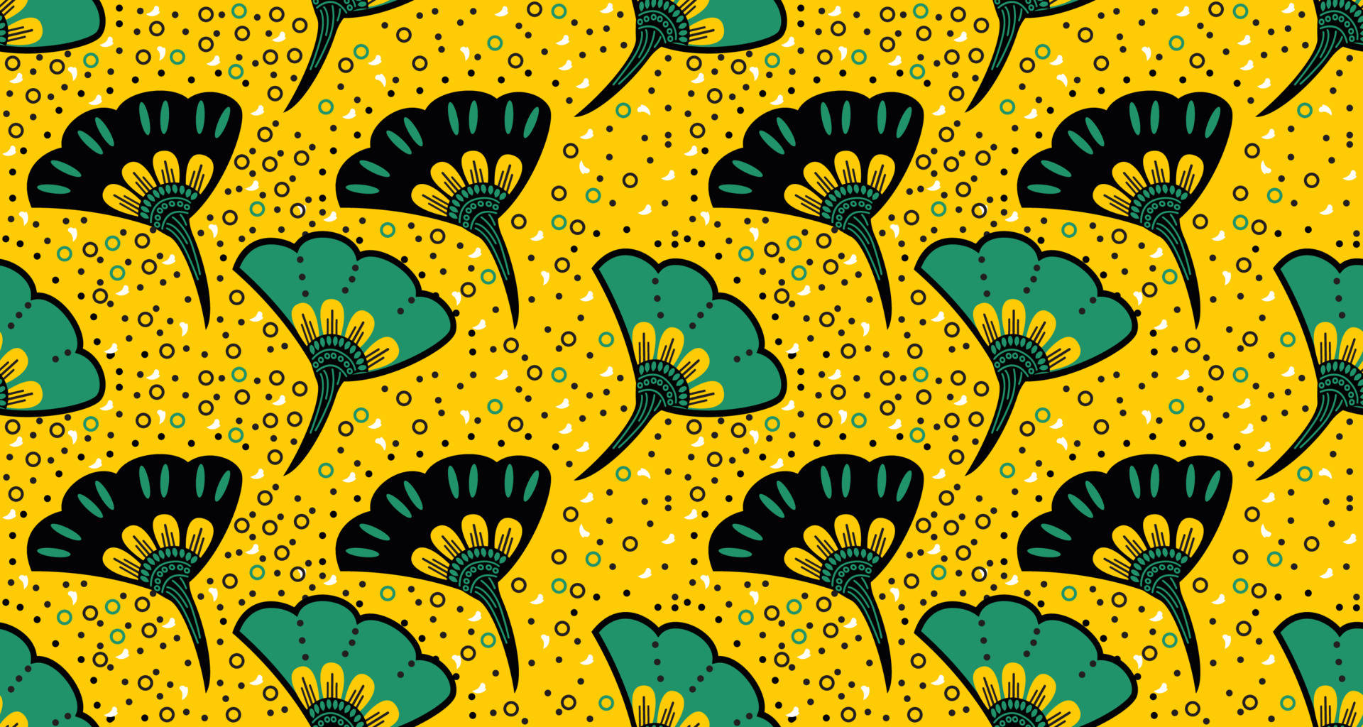 Green And Yellow African Wax Fabric Wallpaper