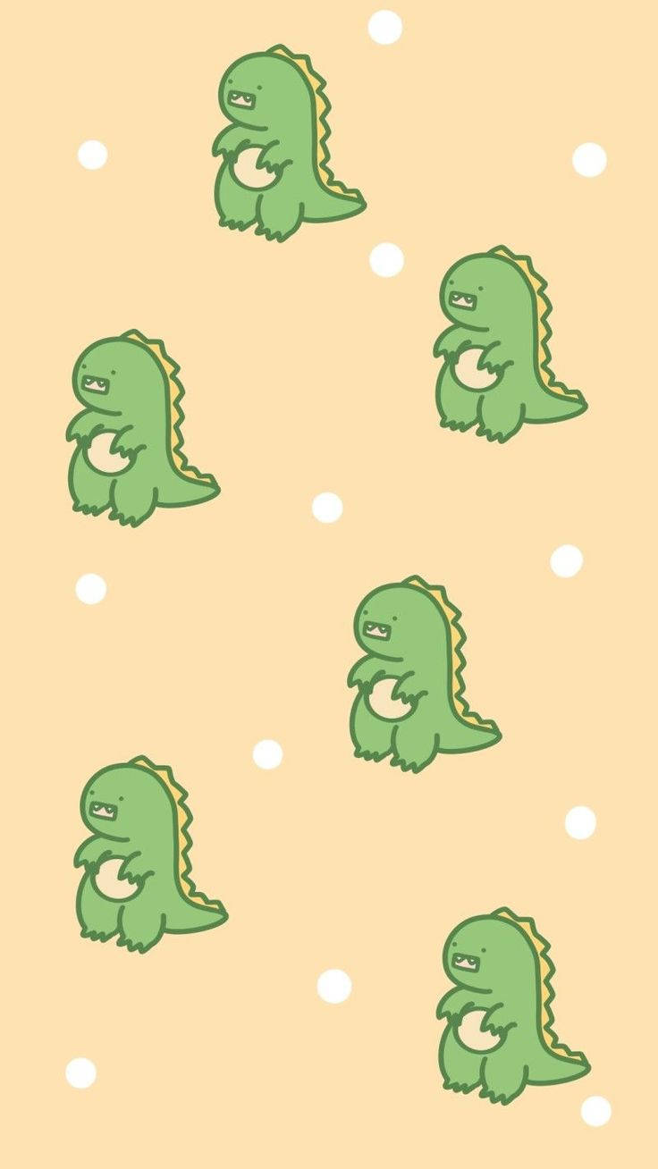 Green And Yellow Dino Kawaii Iphone Picture