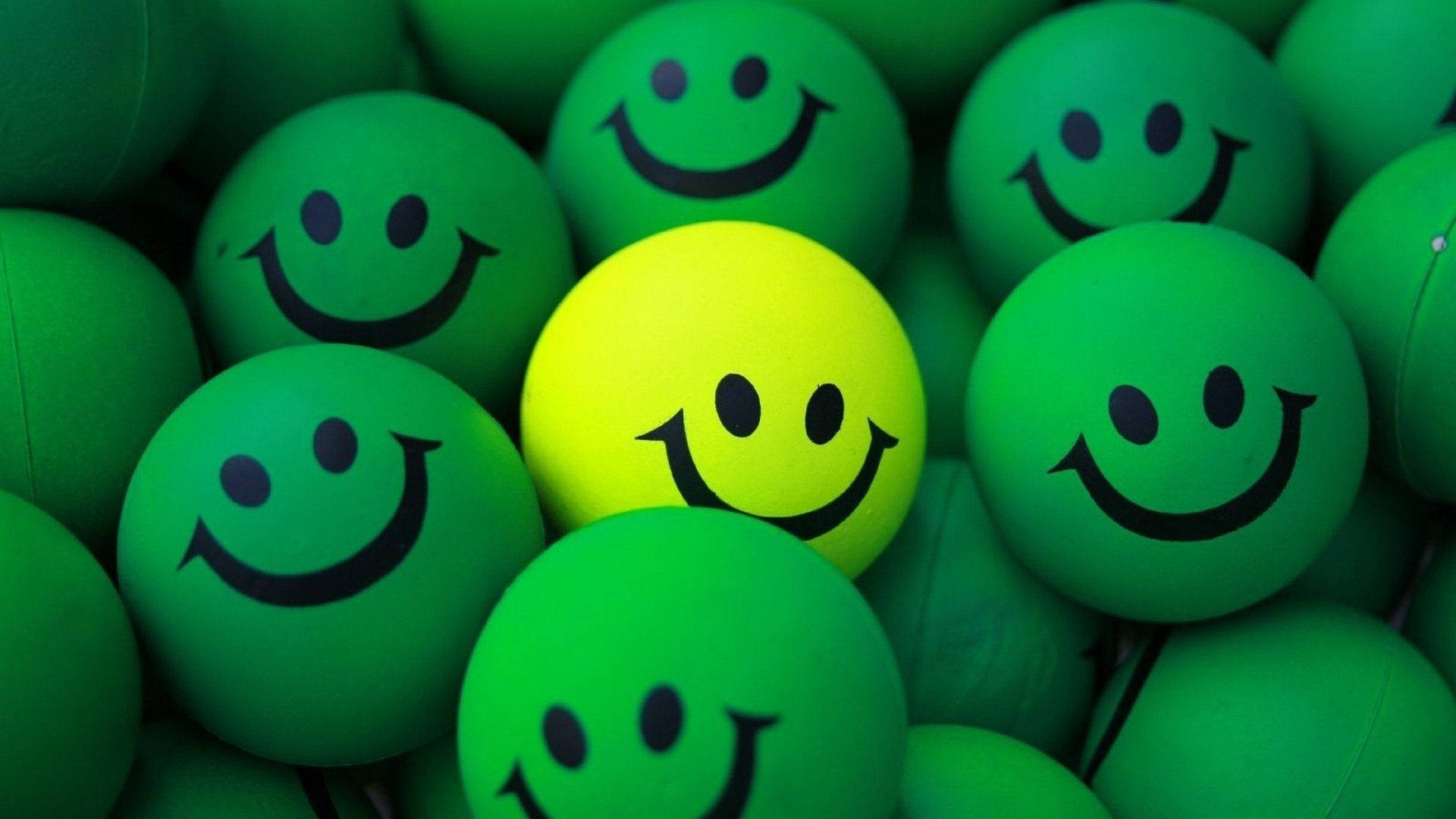 Green And Yellow Happy Stress Balls