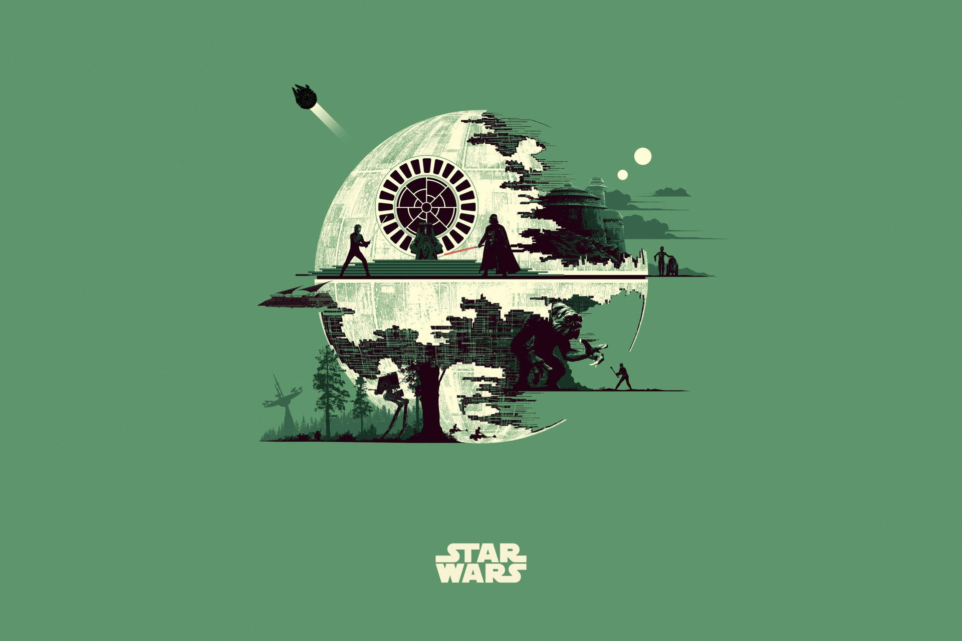 Green Animated Star Wars Tablet Background