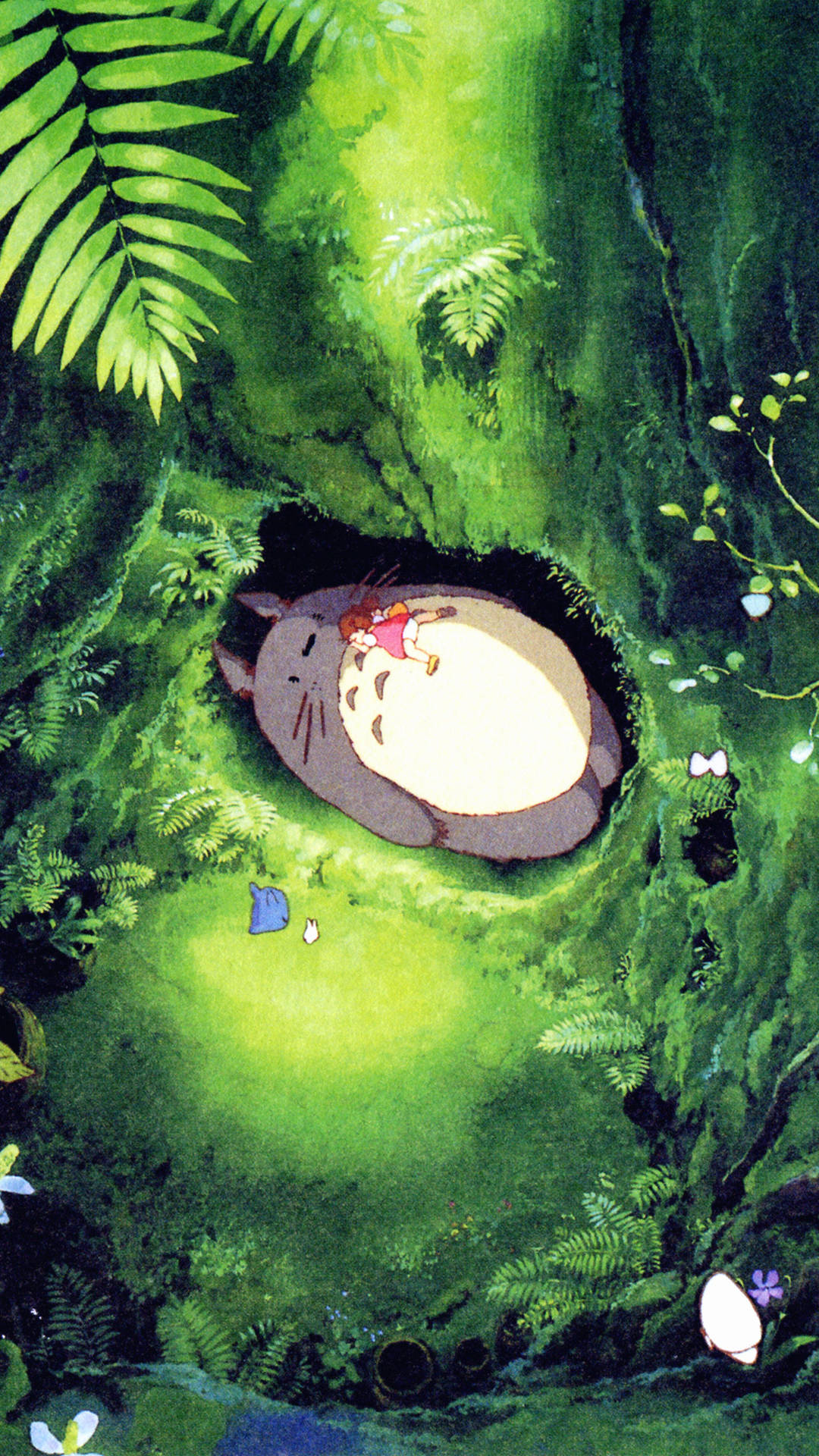 Mingranne Totoro Grön Anime-aestetik. Wallpaper