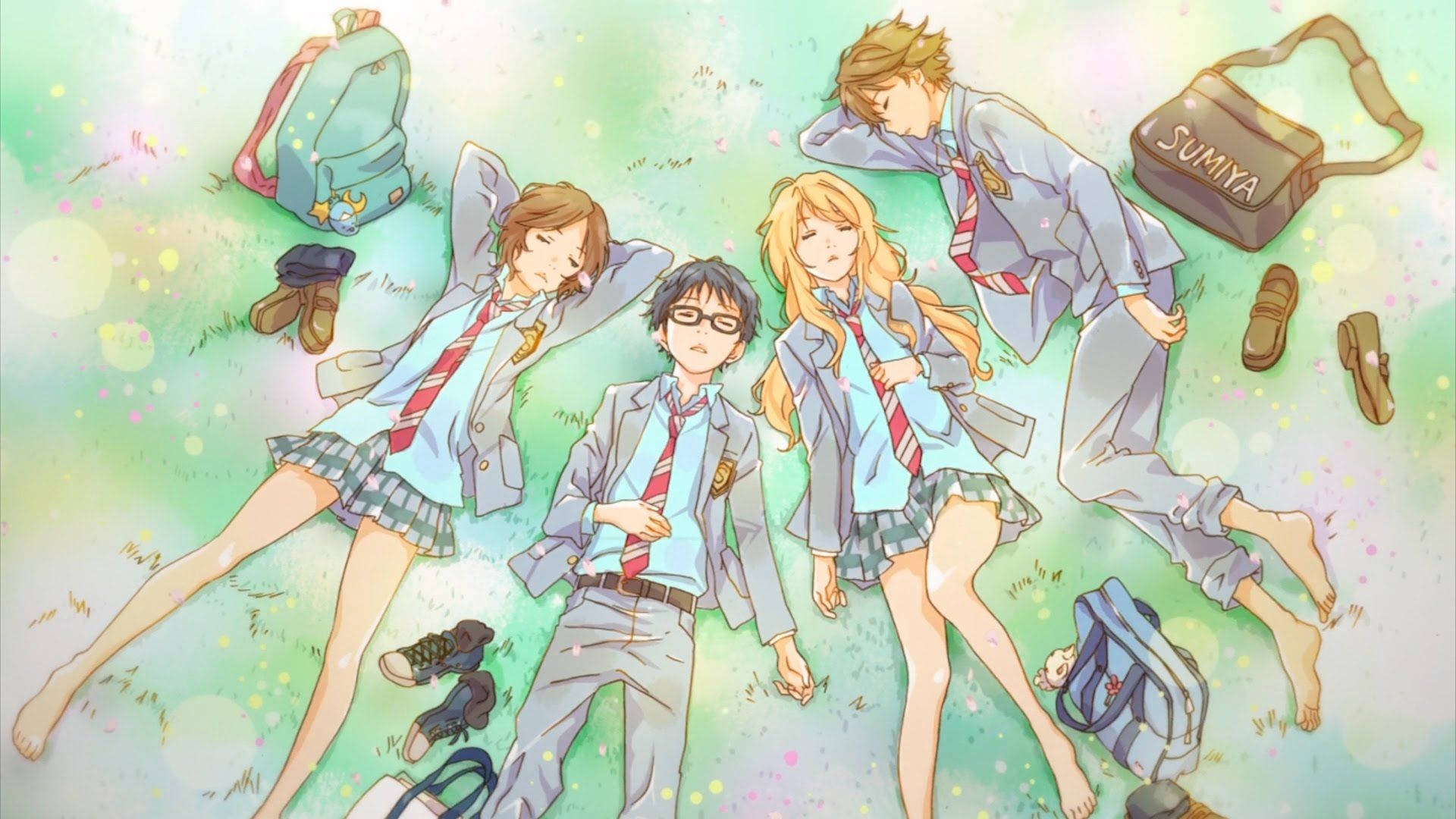 Your Lie In April Green Anime Aesthetic Wallpaper