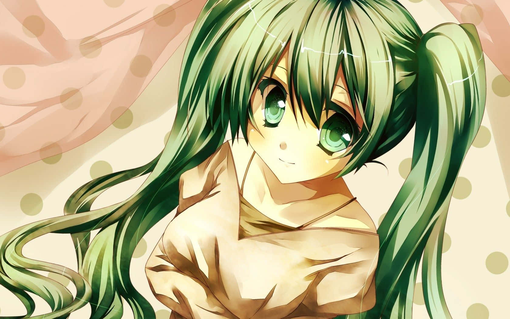 Grønt Anime Vocaloid Hatsune Miku Tapet Wallpaper