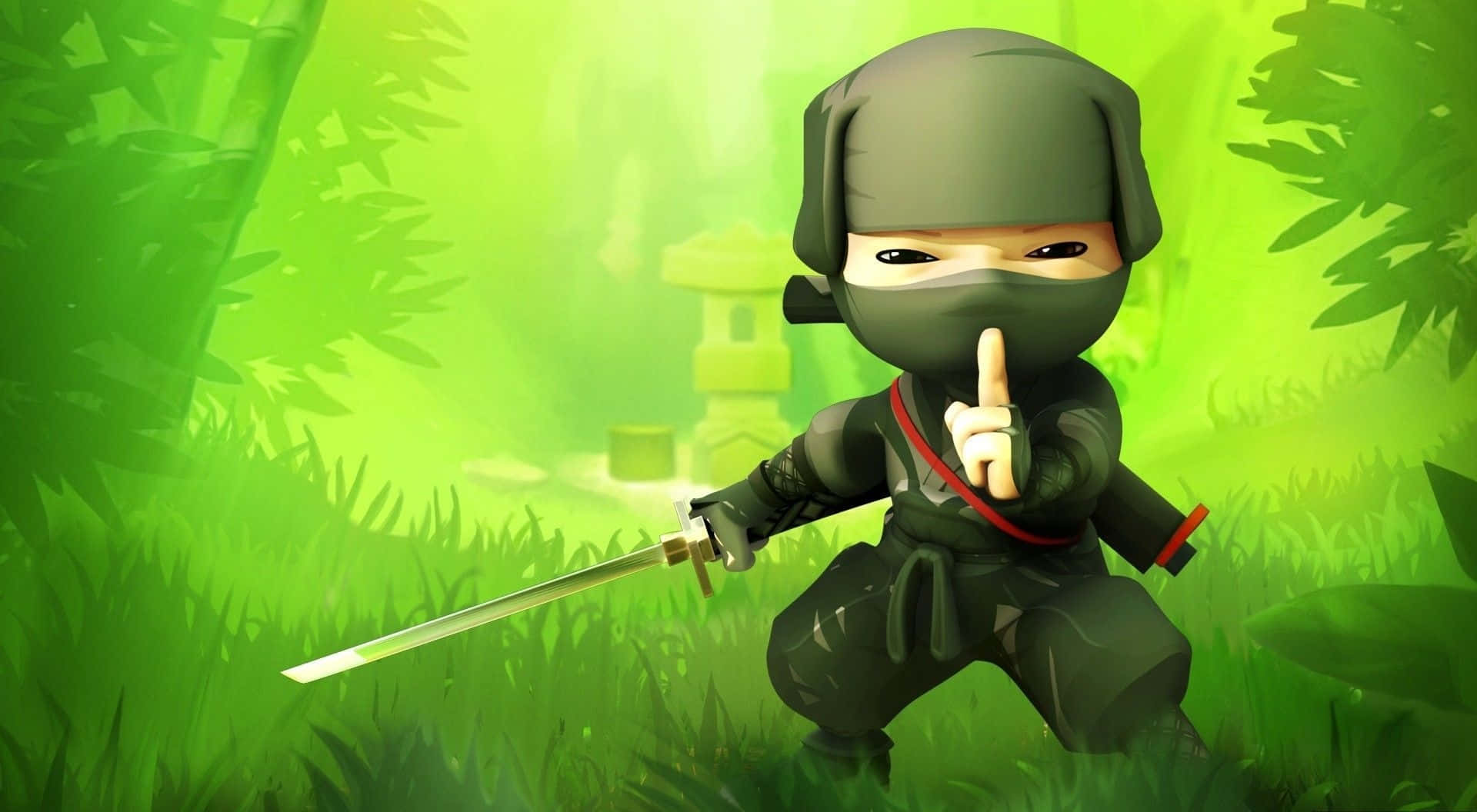 Ninjade Anime Verde Con Una Katana Fondo de pantalla