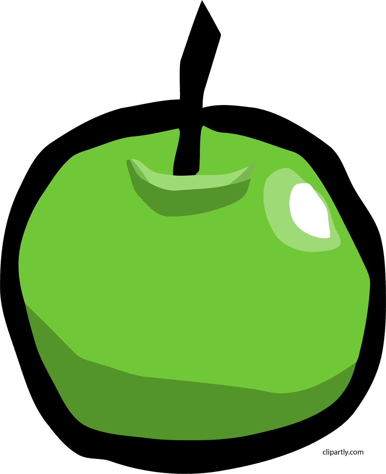 Green Apple Cartoon Illustration PNG