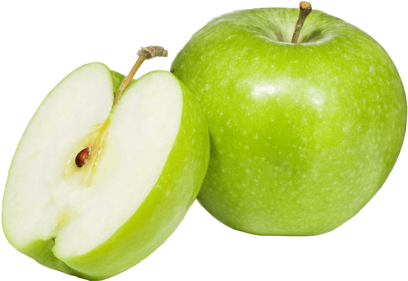 Green Apple Halfand Whole PNG