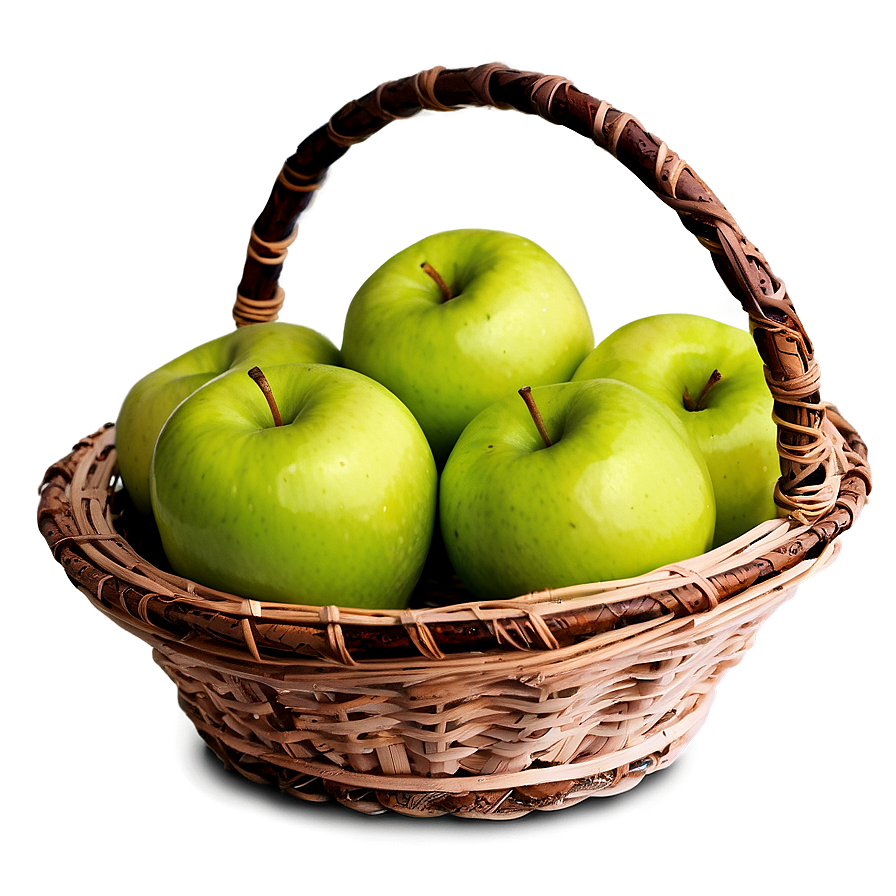Green Apple In Basket Png 06132024 PNG