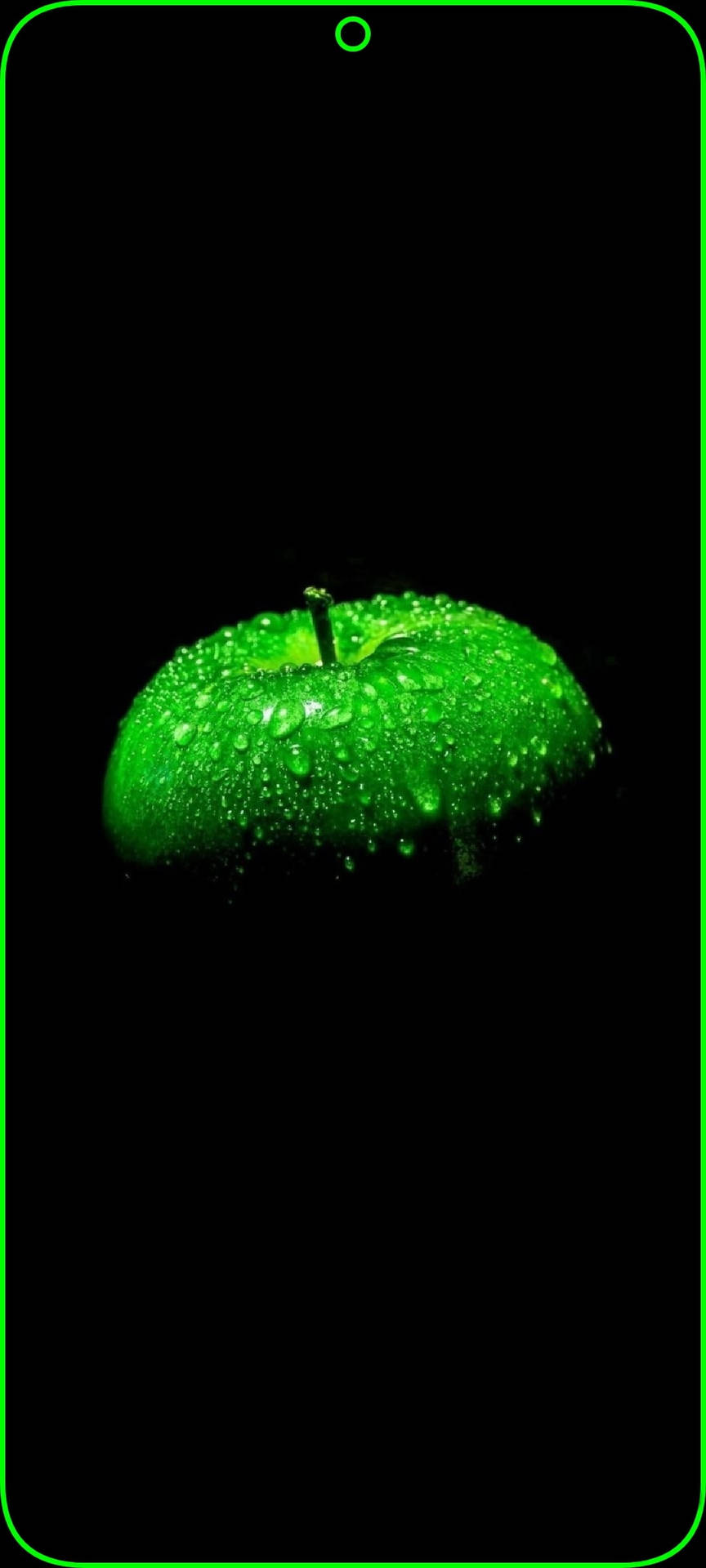 Green Apple Punch Hole 4k Wallpaper