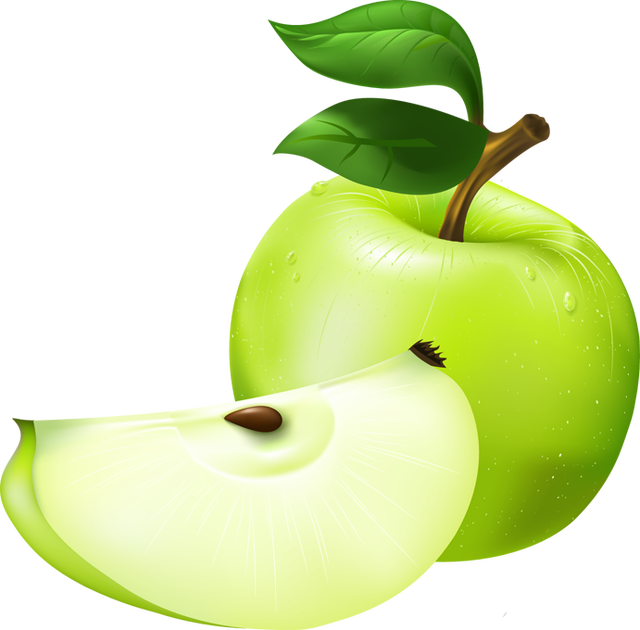Green Apple Slice Illustration PNG