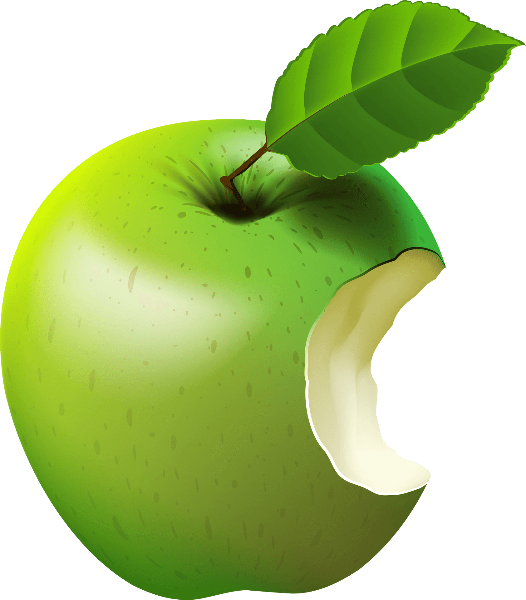 Green Apple With Bite PNG