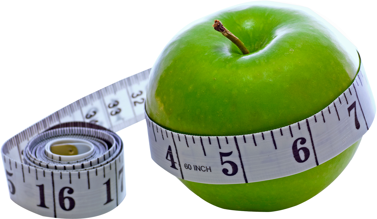 Green Apple With Measuring Tape PNG