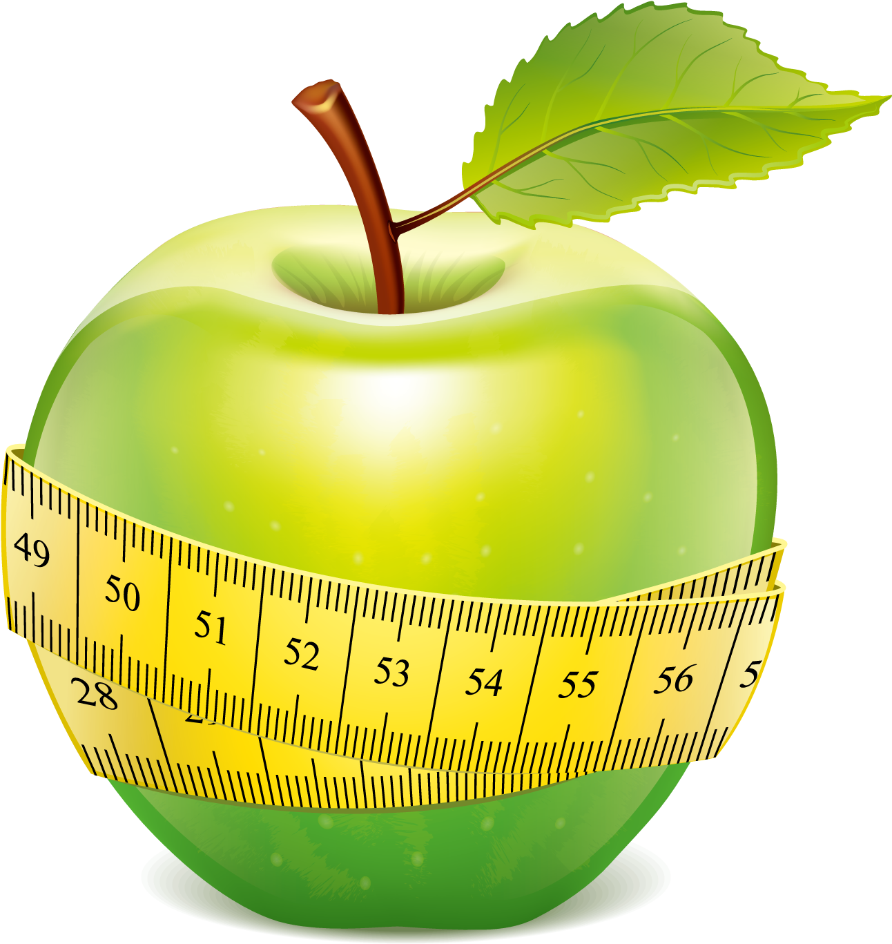 Green Apple With Measuring Tape PNG