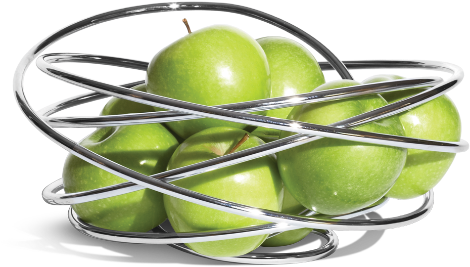 Green Apples Encircledby Metal Rings PNG