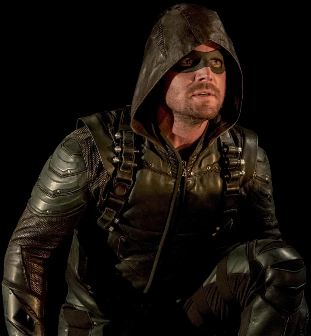 "Green Arrow readies his bow and arrow to defend Star City".